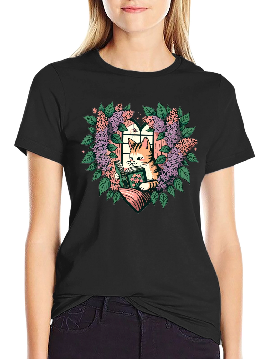 Cat Reading Book T-Shirt