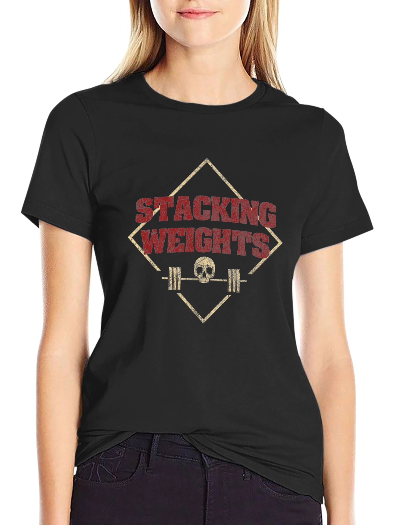 Stacking Weights Skull Graphic Tee - Black
