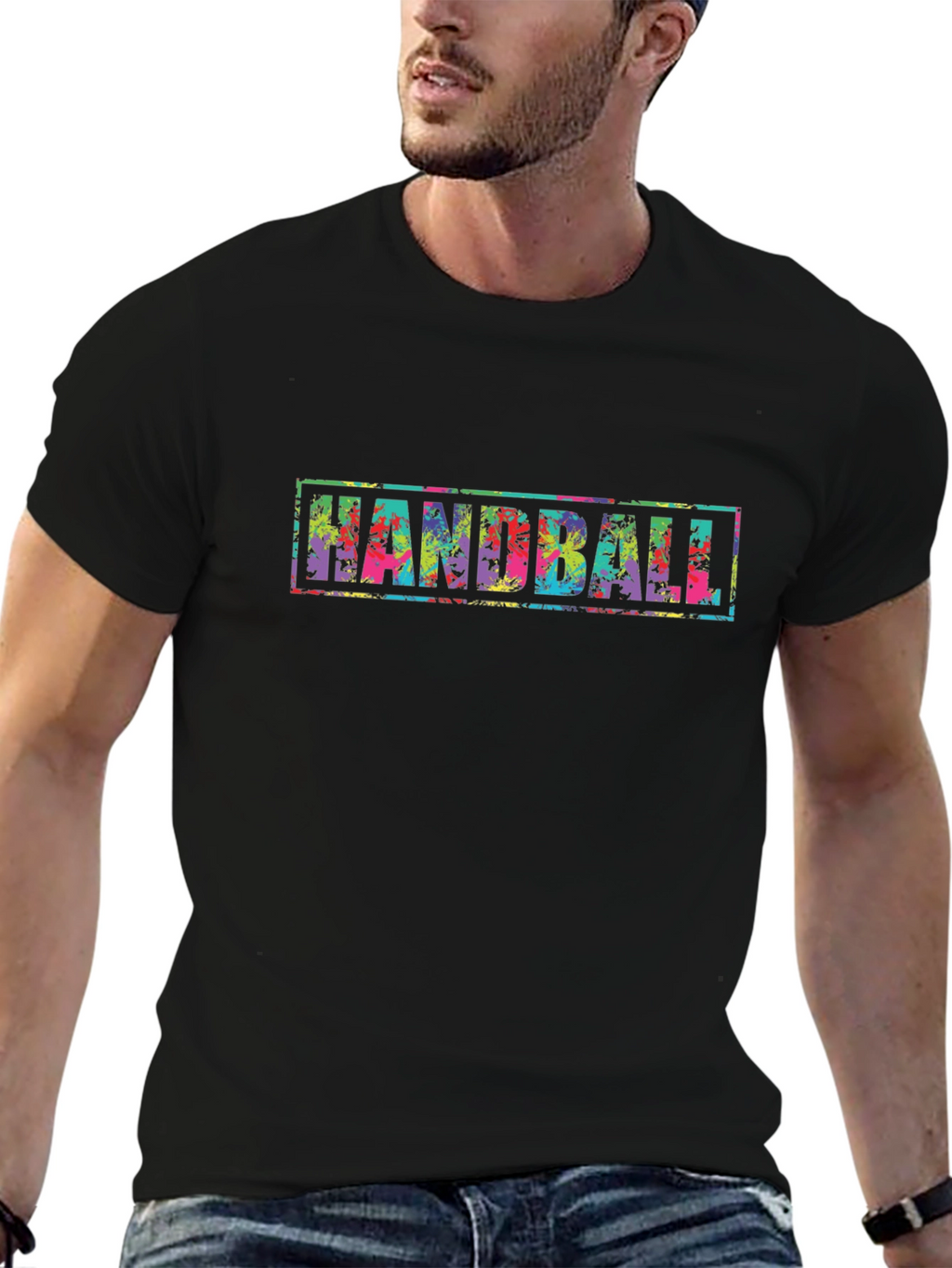 Handball Graphic Black T-Shirt