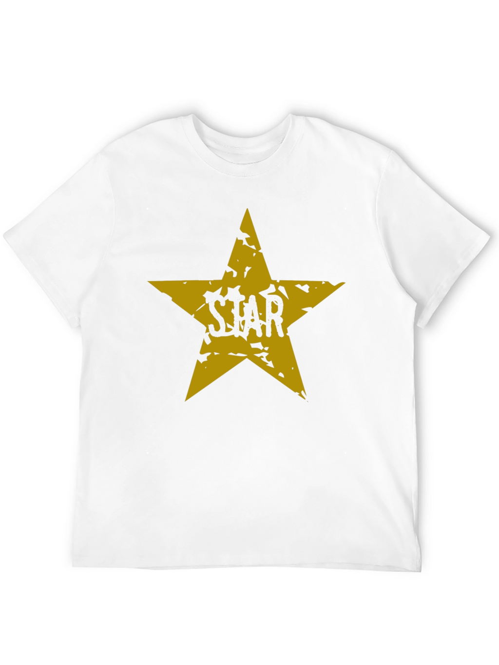 Black T-Shirt with Distressed Gold Star Graphic