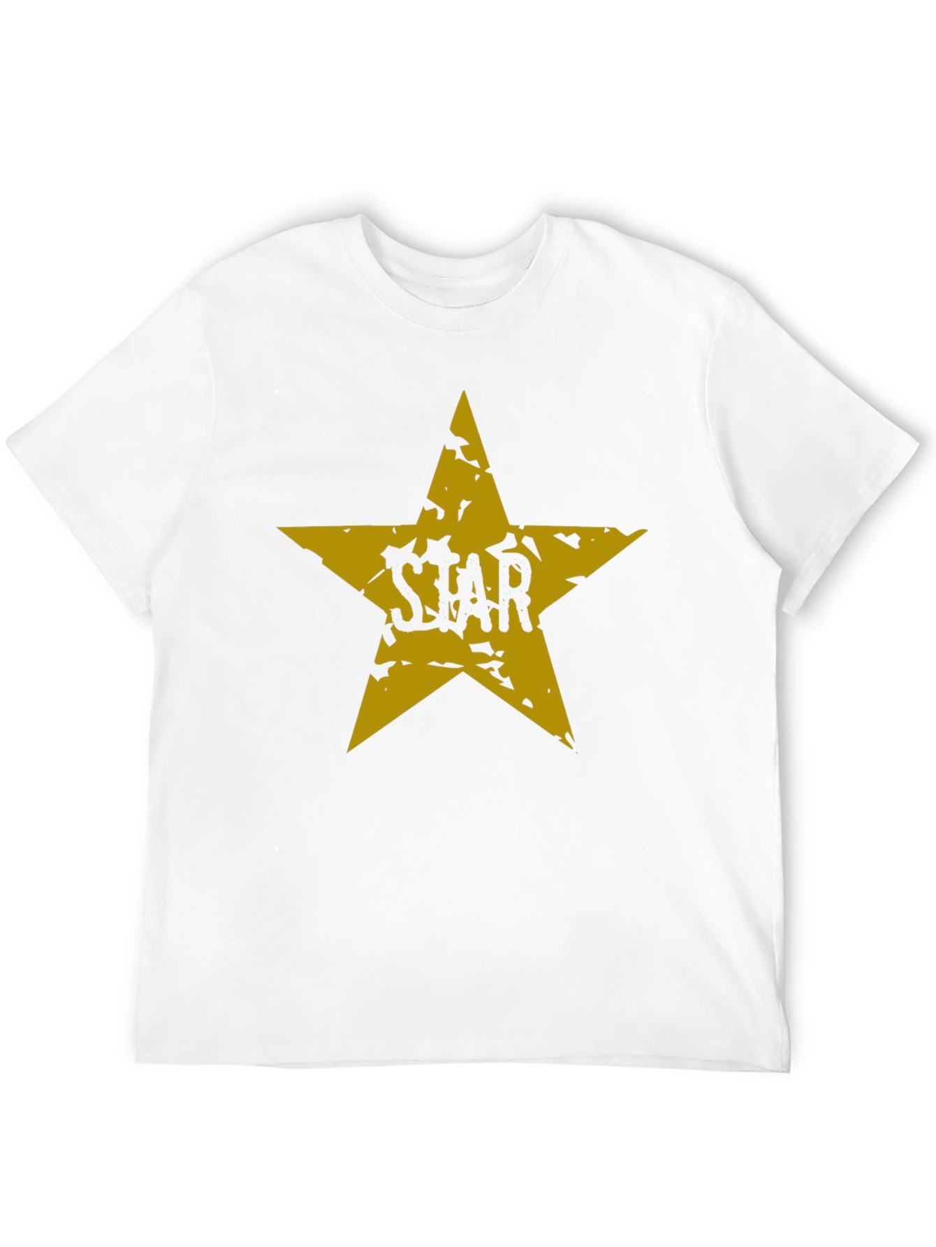 Black T-Shirt with Distressed Gold Star Graphic