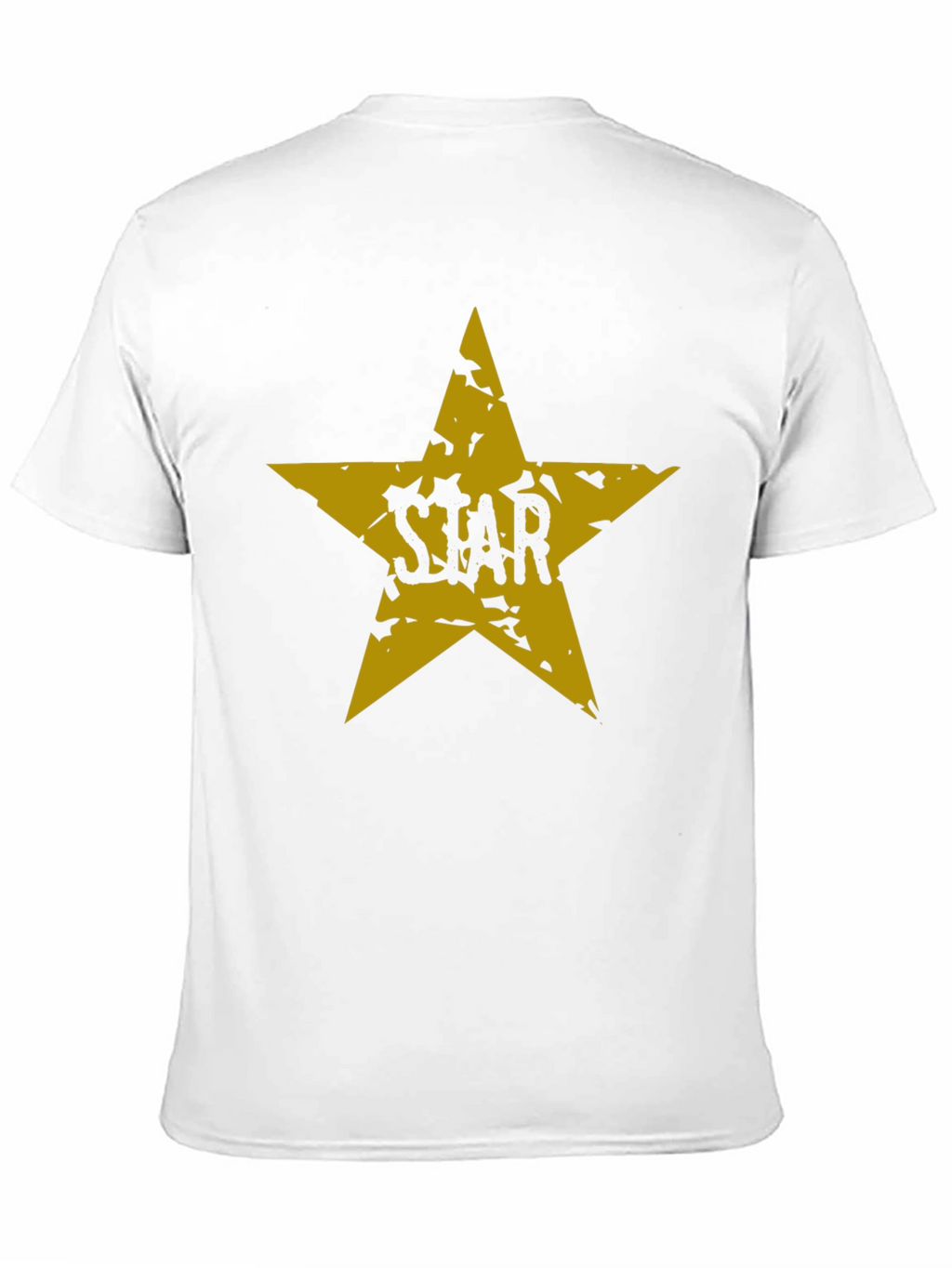 Black T-Shirt with Distressed Gold Star Graphic