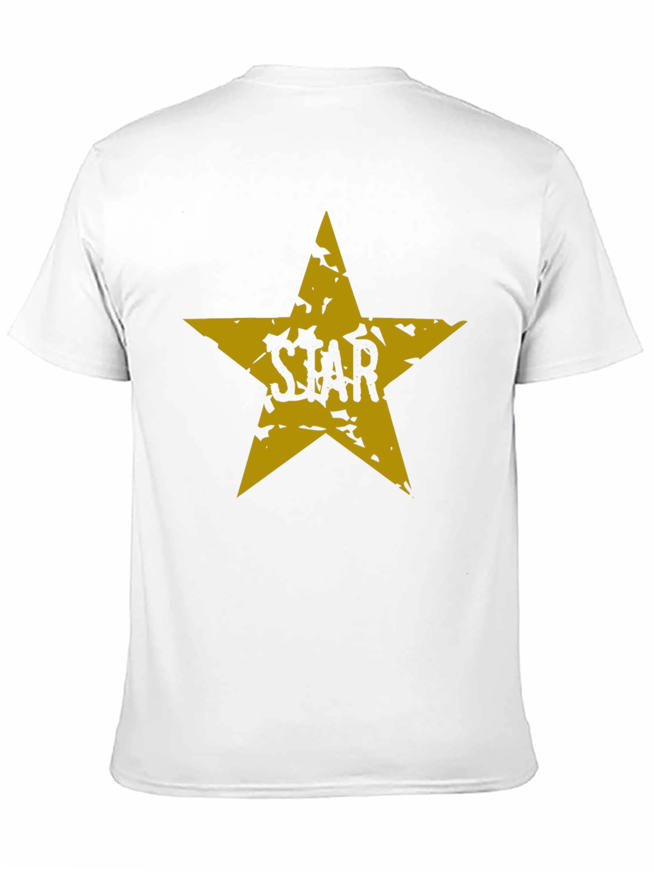 Black T-Shirt with Distressed Gold Star Graphic
