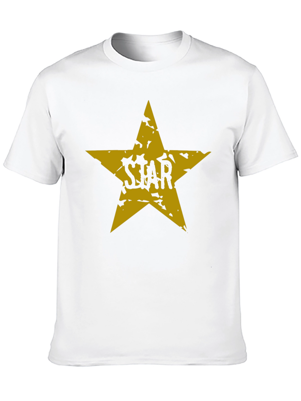 Black T-Shirt with Distressed Gold Star Graphic