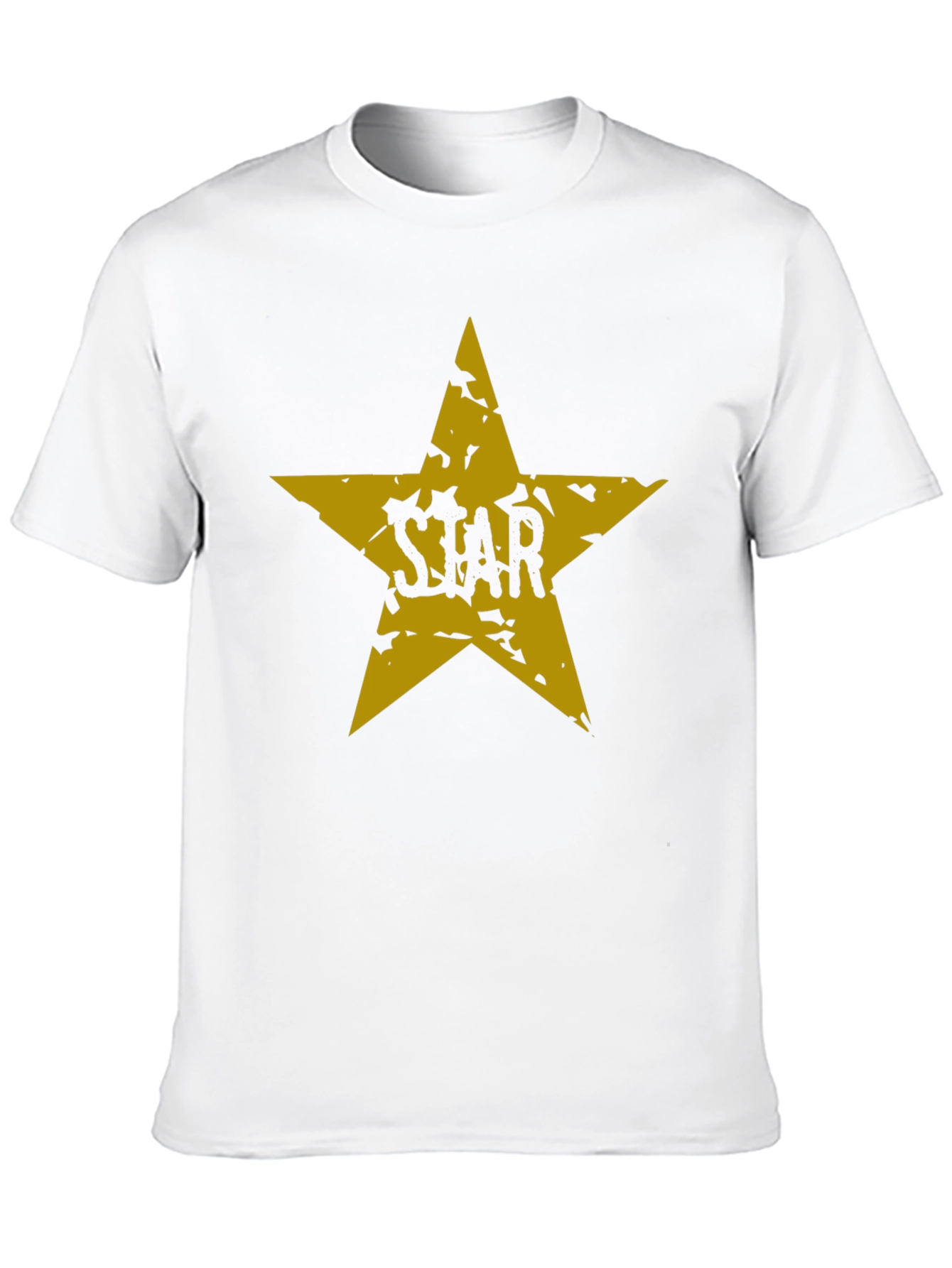 Black T-Shirt with Distressed Gold Star Graphic