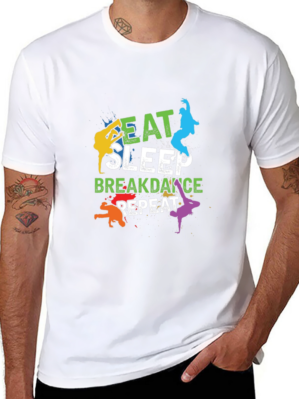 Eat Sleep Breakdance Repeat Mens Black T-Shirt
