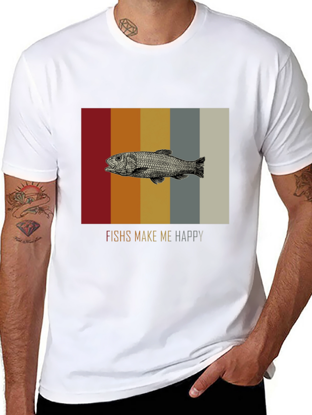 Fish Graphic Tee - Makes Me Happy Black T-Shirt