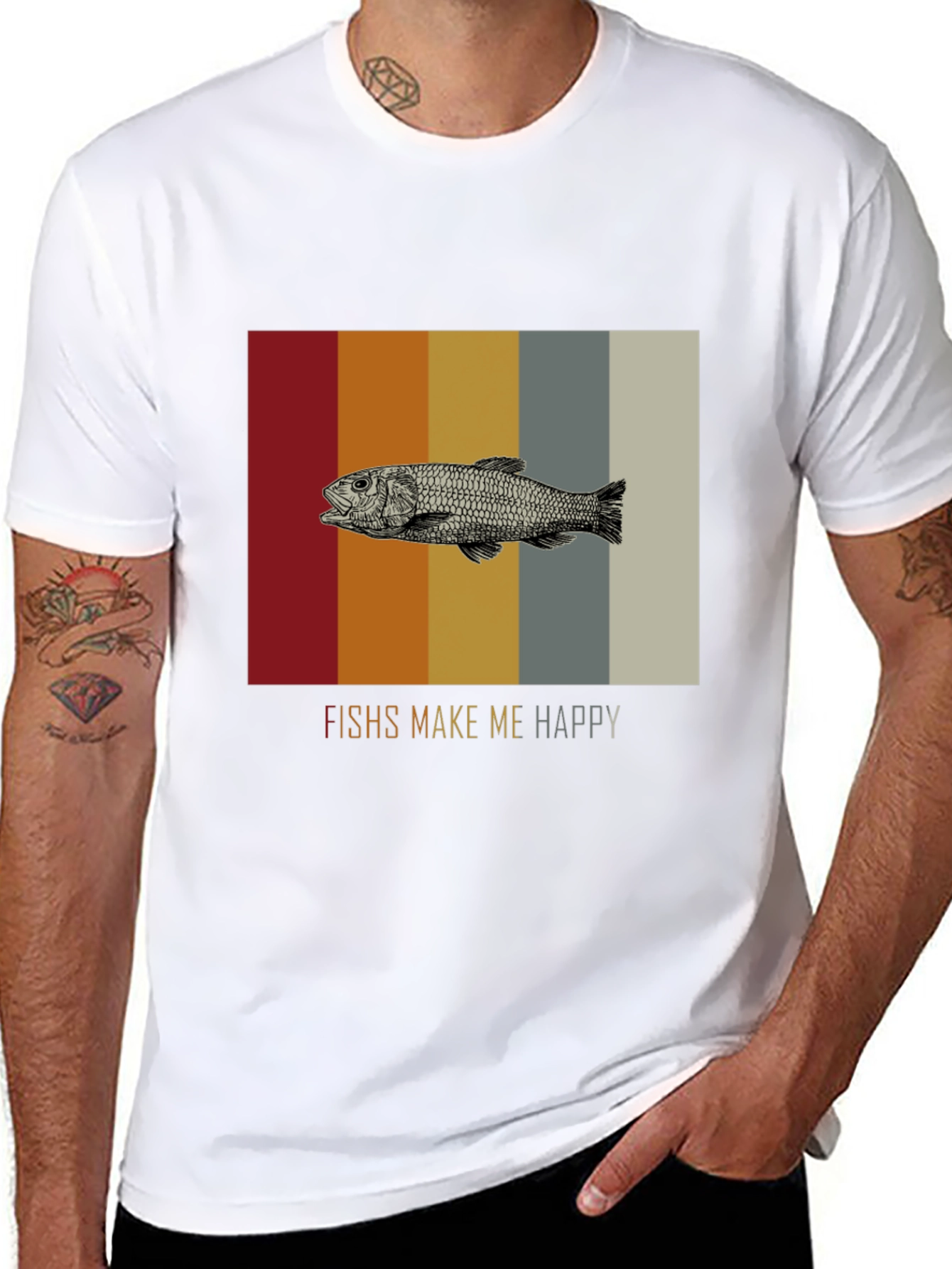 Fish Graphic Tee - Makes Me Happy Black T-Shirt