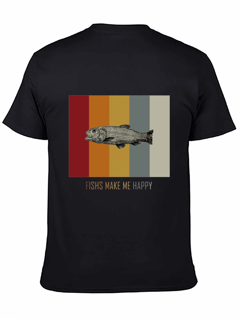 Fish Graphic Tee - Makes Me Happy Black T-Shirt