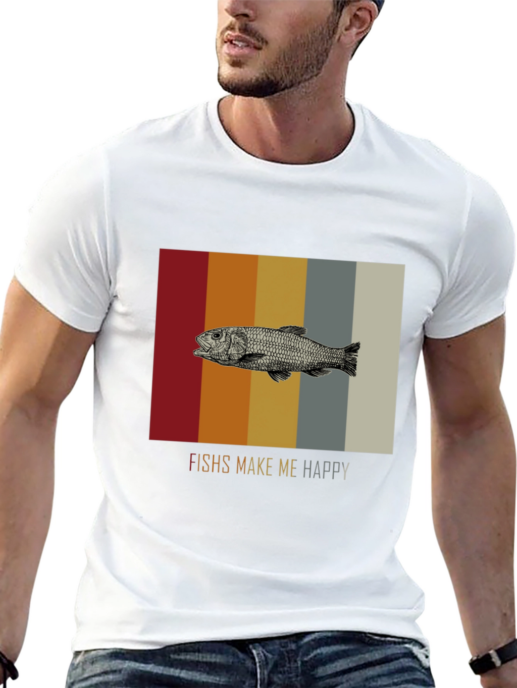 Fish Graphic Tee - Makes Me Happy Black T-Shirt