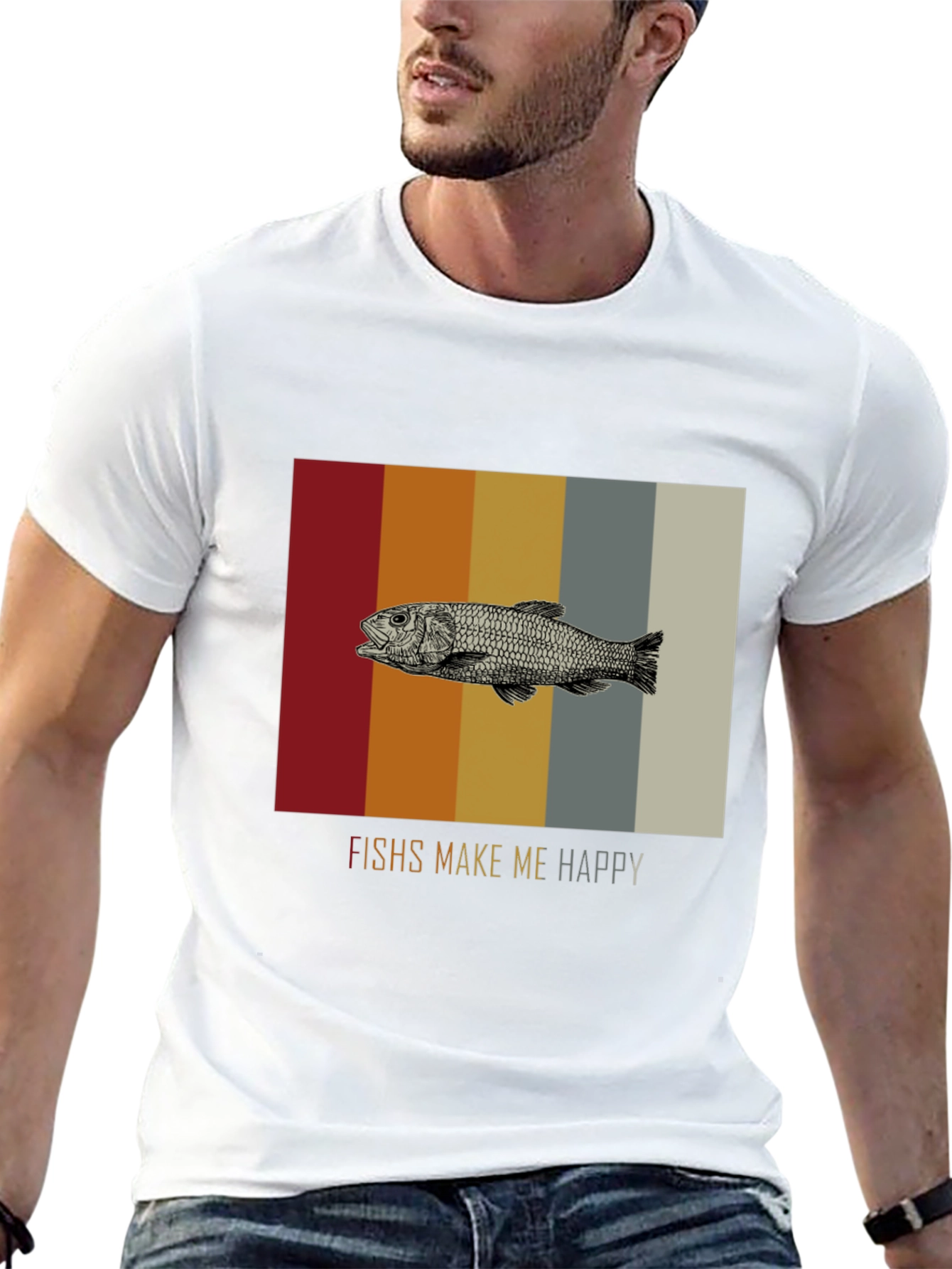 Fish Graphic Tee - Makes Me Happy Black T-Shirt