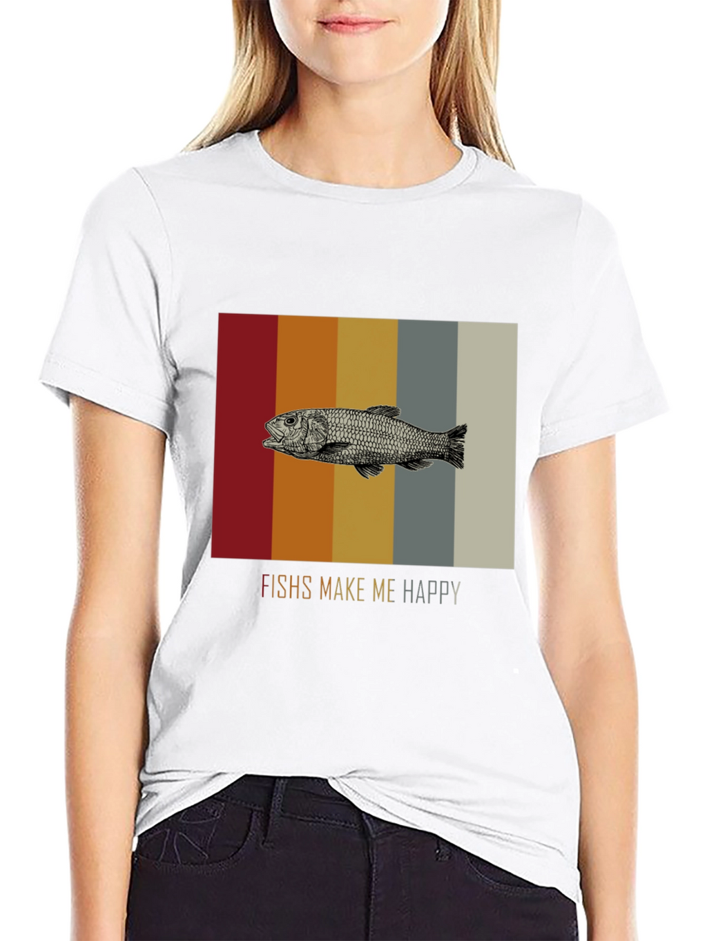 Fish Graphic Tee - Makes Me Happy Black T-Shirt