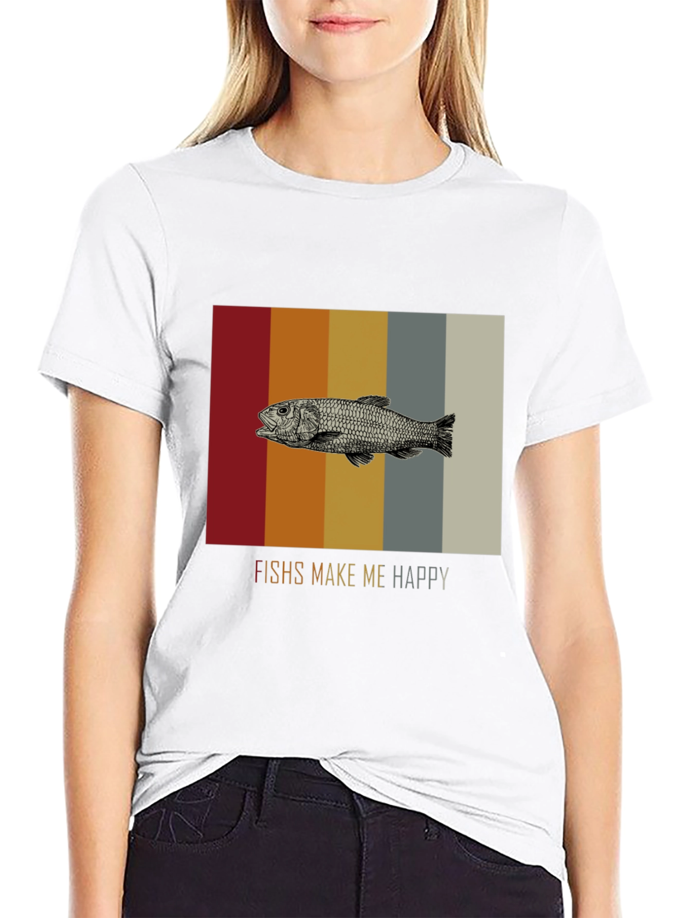 Fish Graphic Tee - Makes Me Happy Black T-Shirt