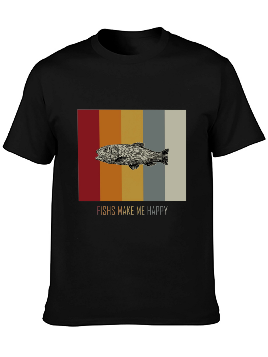 Fish Graphic Tee - Makes Me Happy Black T-Shirt