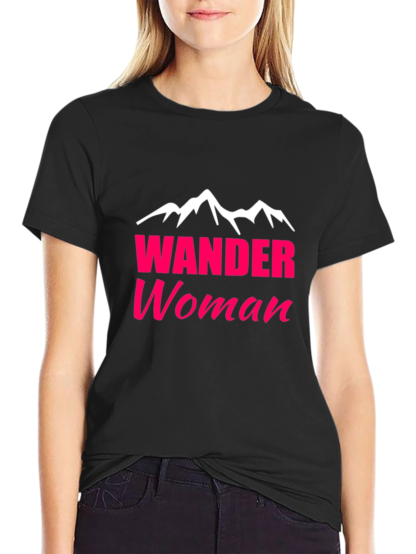 Wander Woman Graphic Tee - Black Cotton T-Shirt