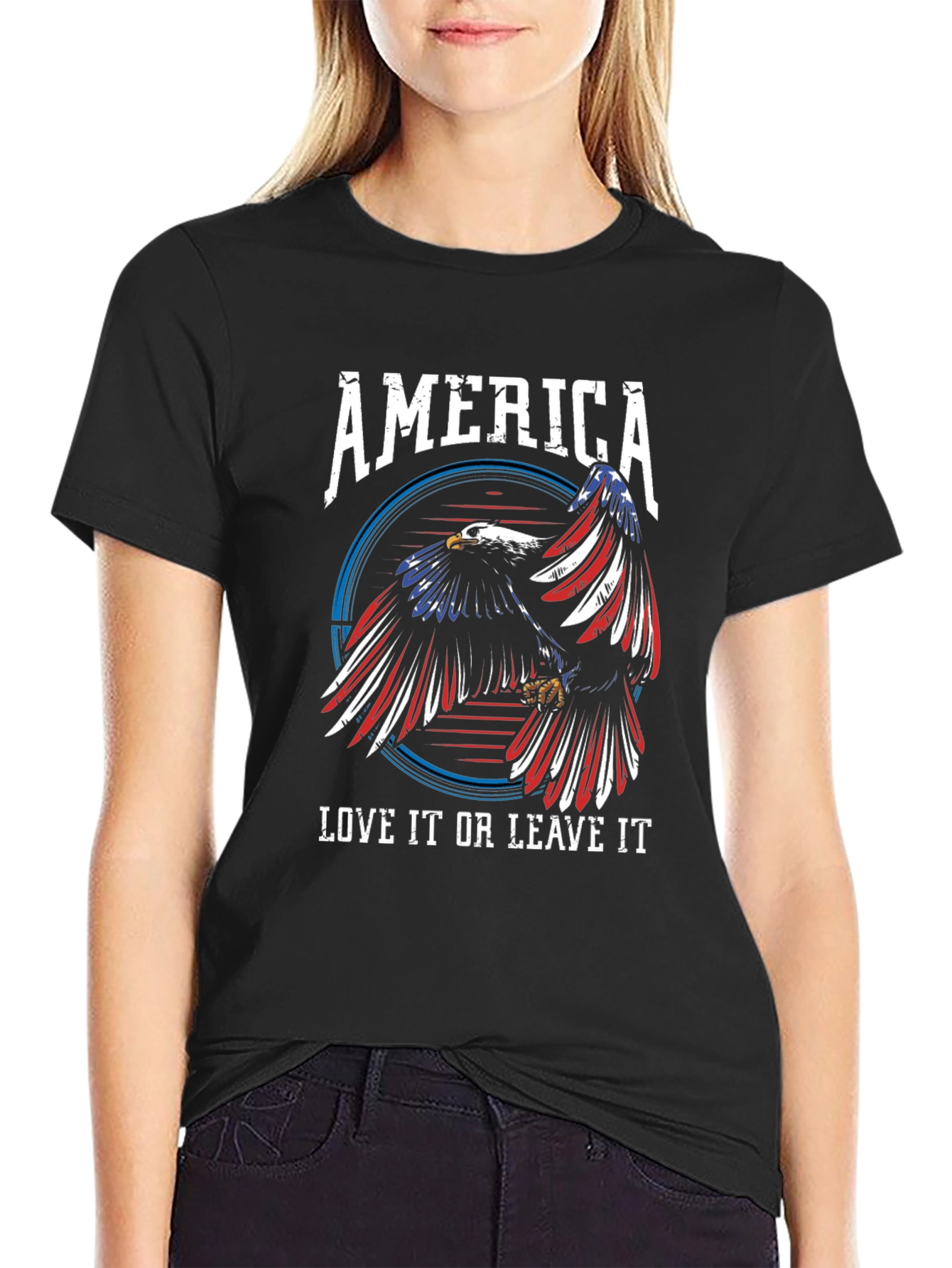 America Eagle Graphic Patriotic T-Shirt