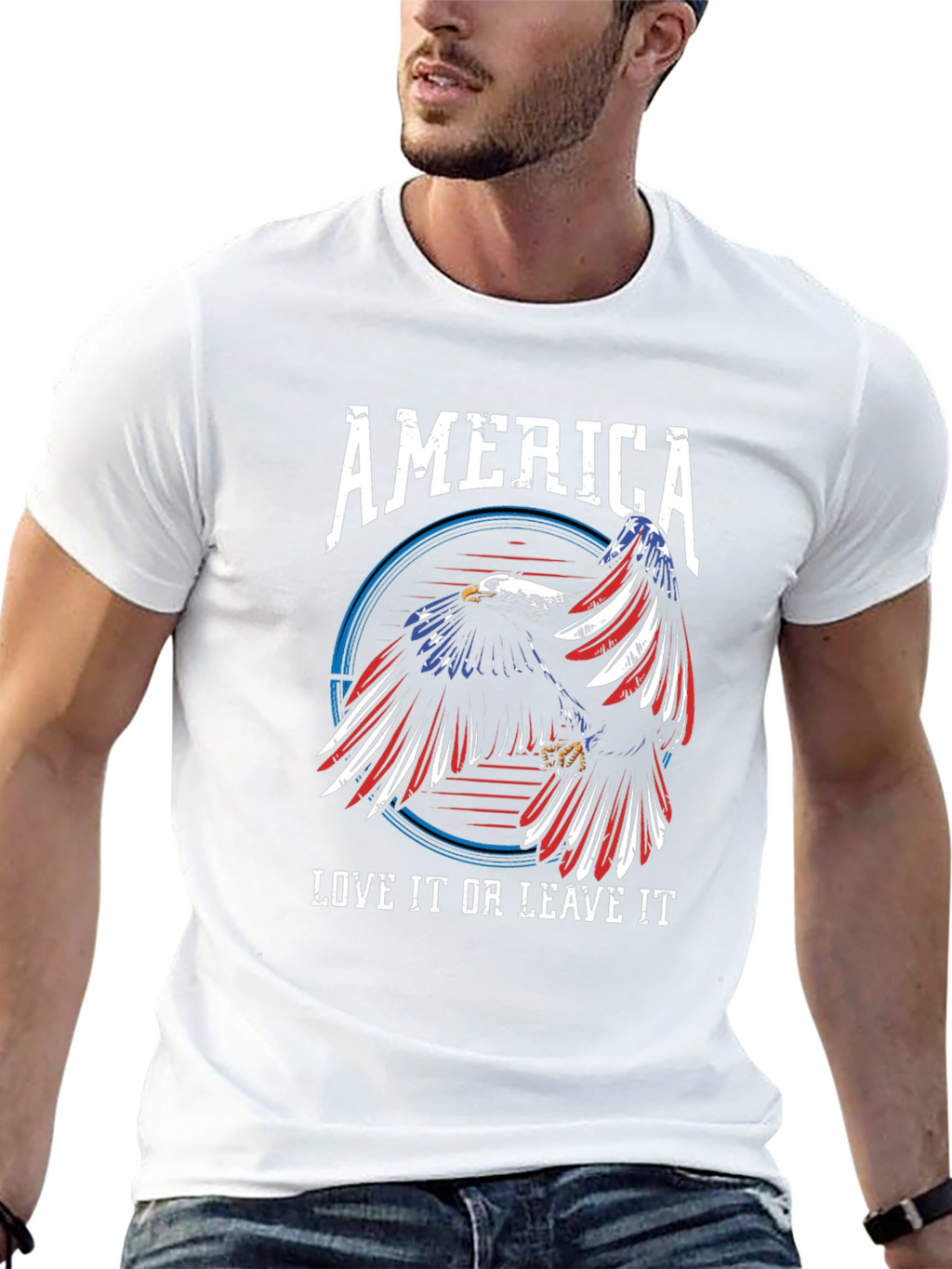 America Eagle Graphic Patriotic T-Shirt