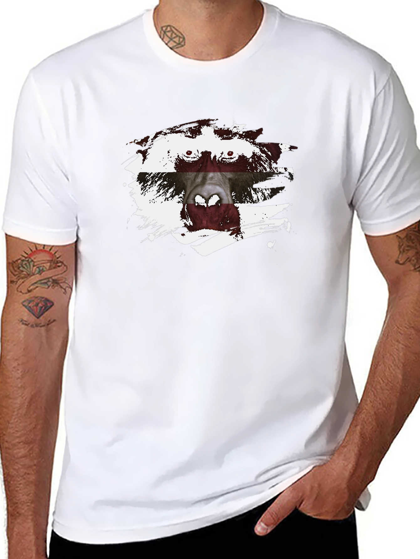 Latvian Flag Monkey T-Shirt