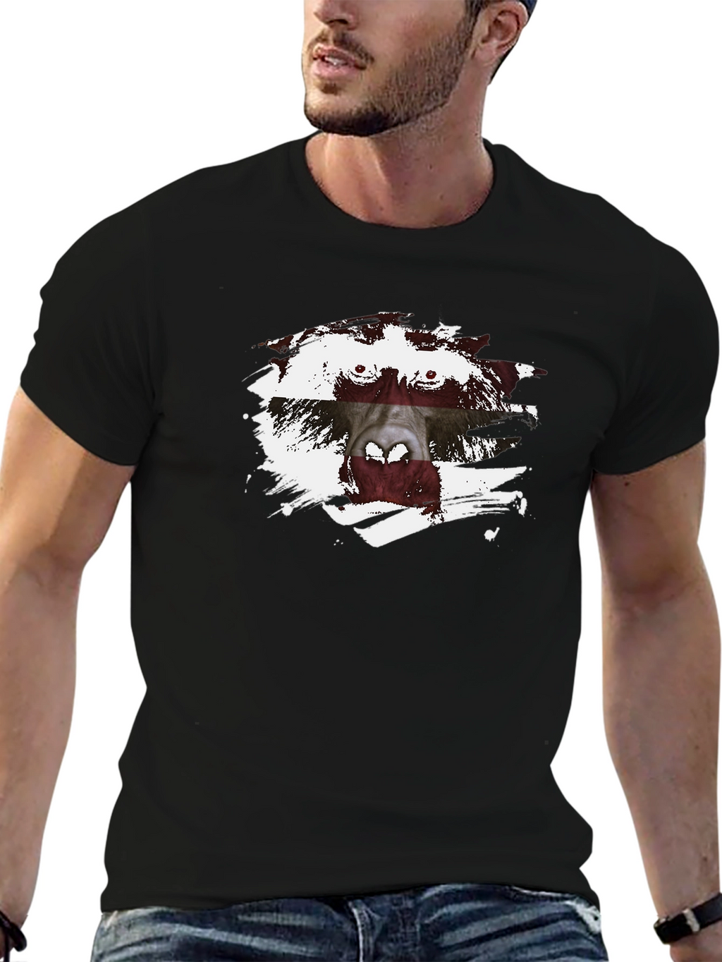 Latvian Flag Monkey T-Shirt