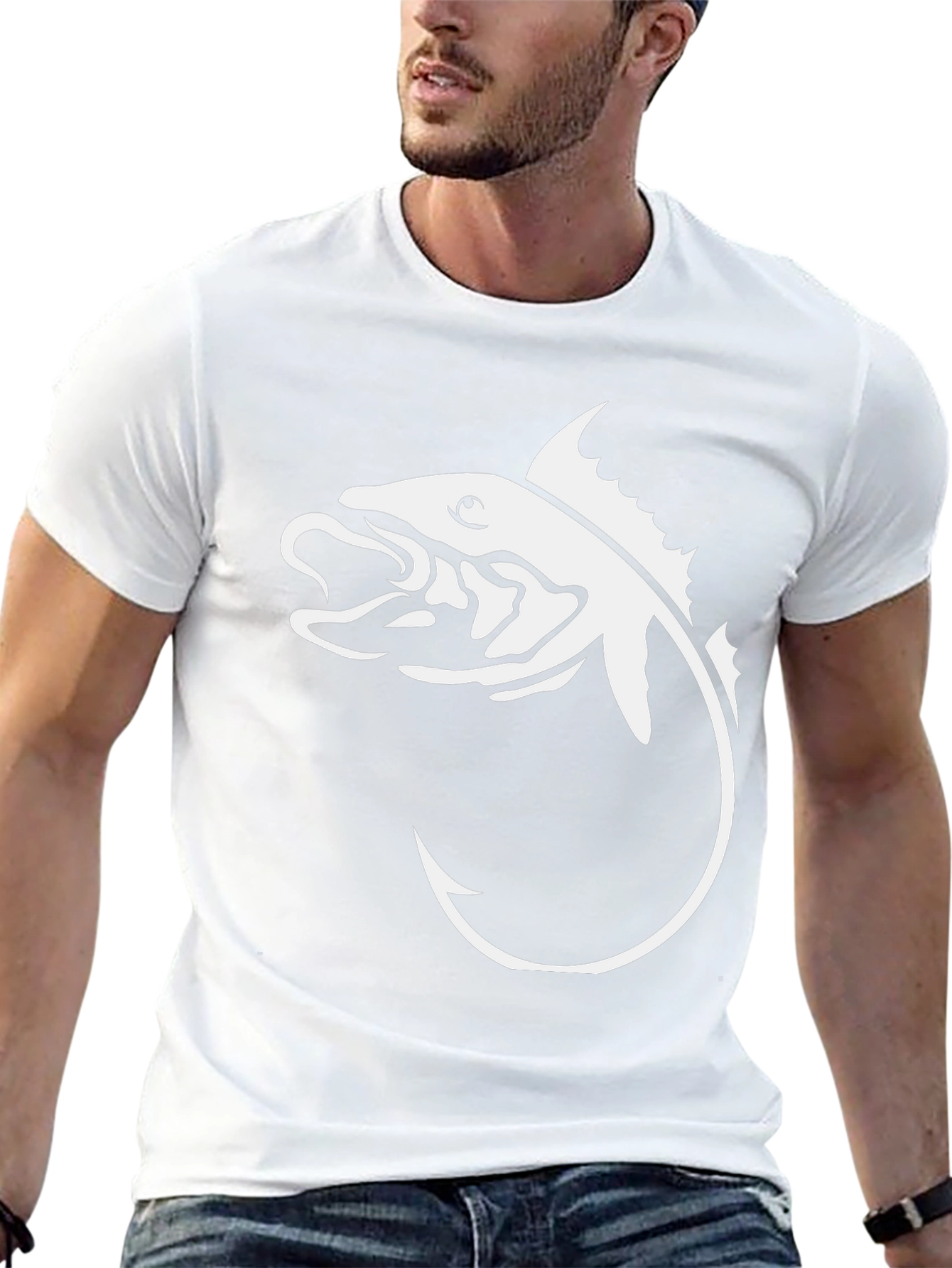 Mens Black T-Shirt with Fishing Hook Graphic