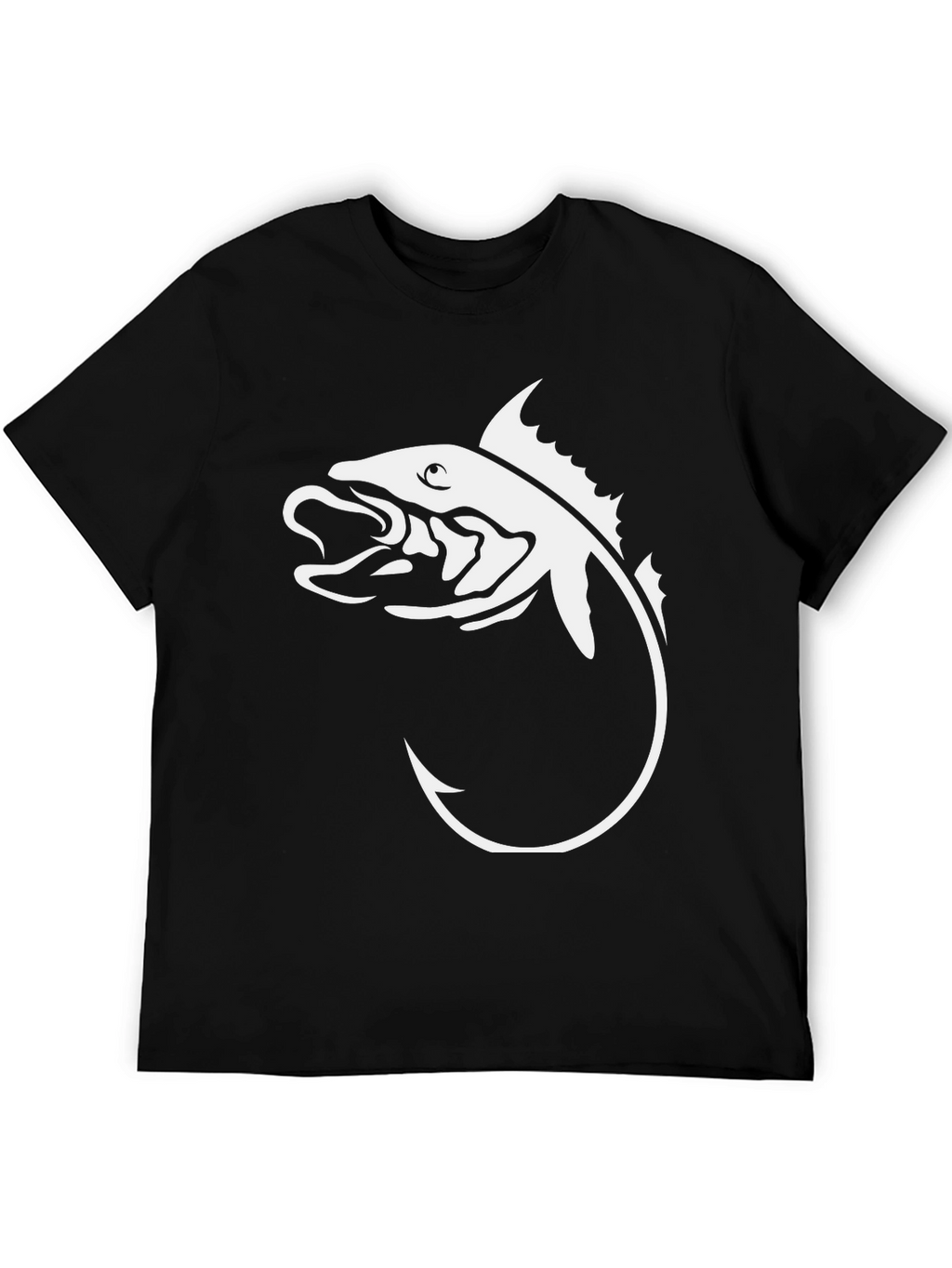 Mens Black T-Shirt with Fishing Hook Graphic