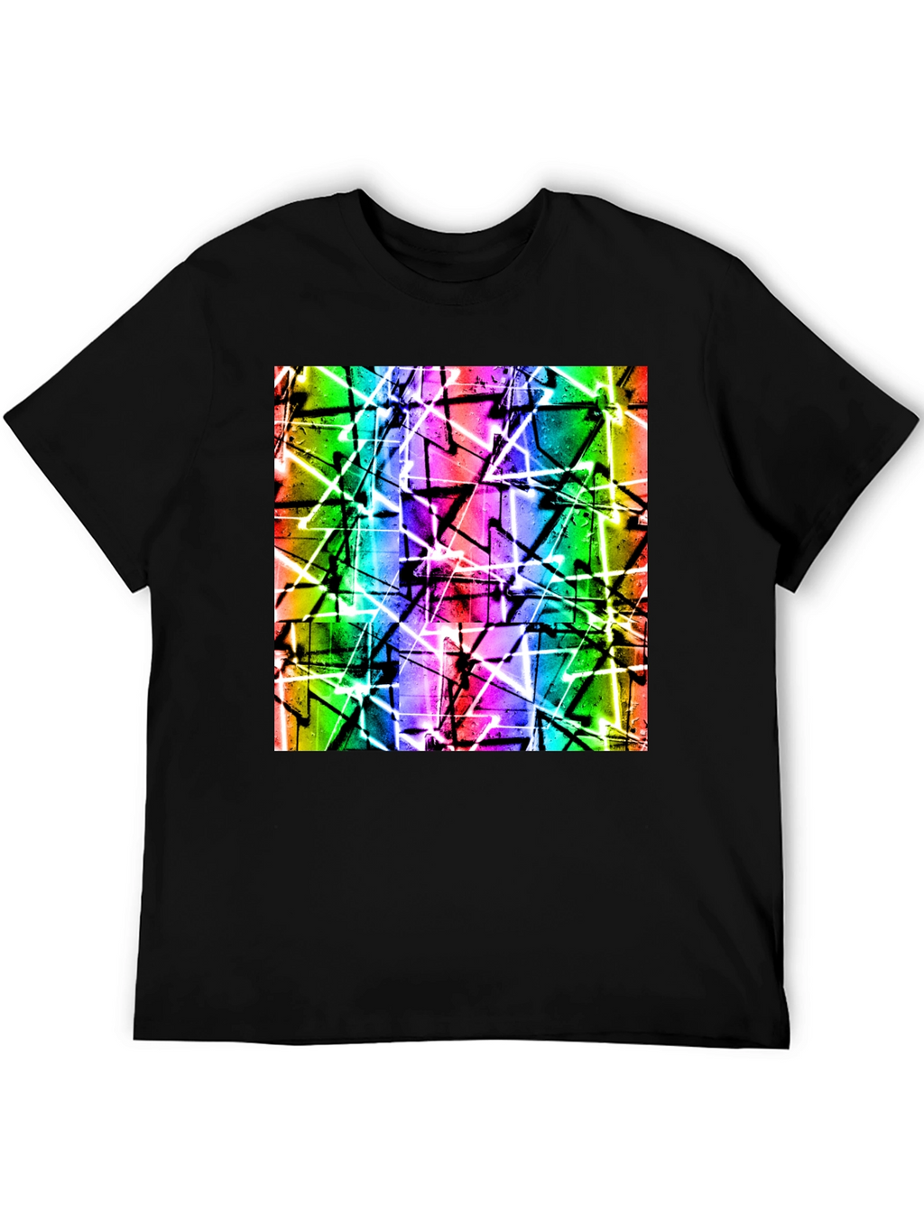 Geometric Art T-Shirt - Bold Rainbow Design