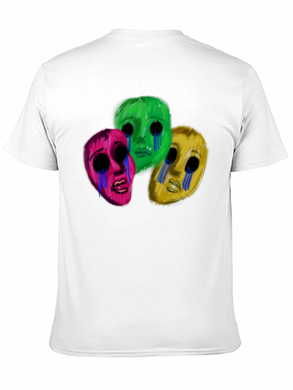 Mens Black T-Shirt with Three Crying Faces