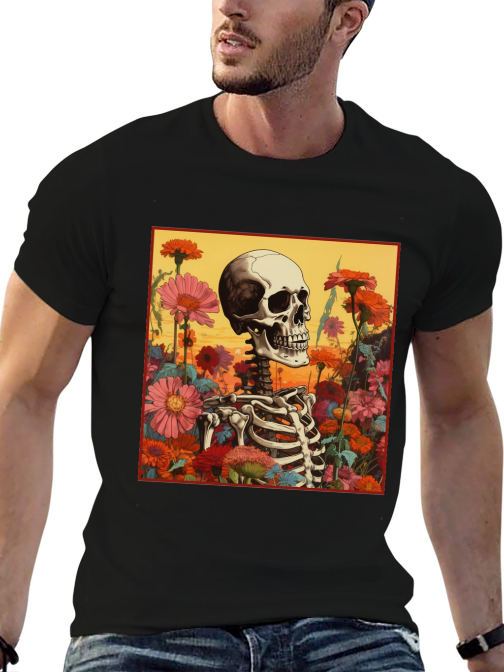 Floral Skeleton Graphic Tee
