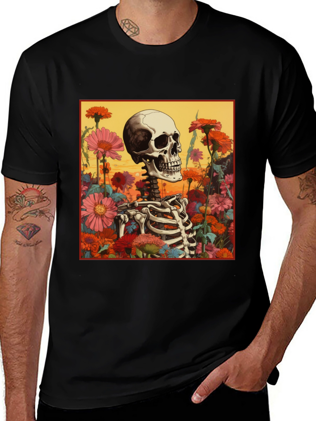 Floral Skeleton Graphic Tee