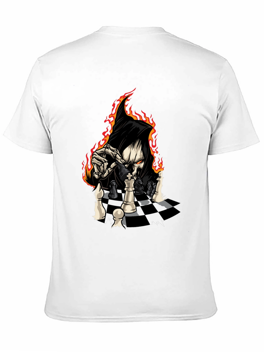 Grim Reaper Chess Graphic Tee - Black Cotton T-Shirt