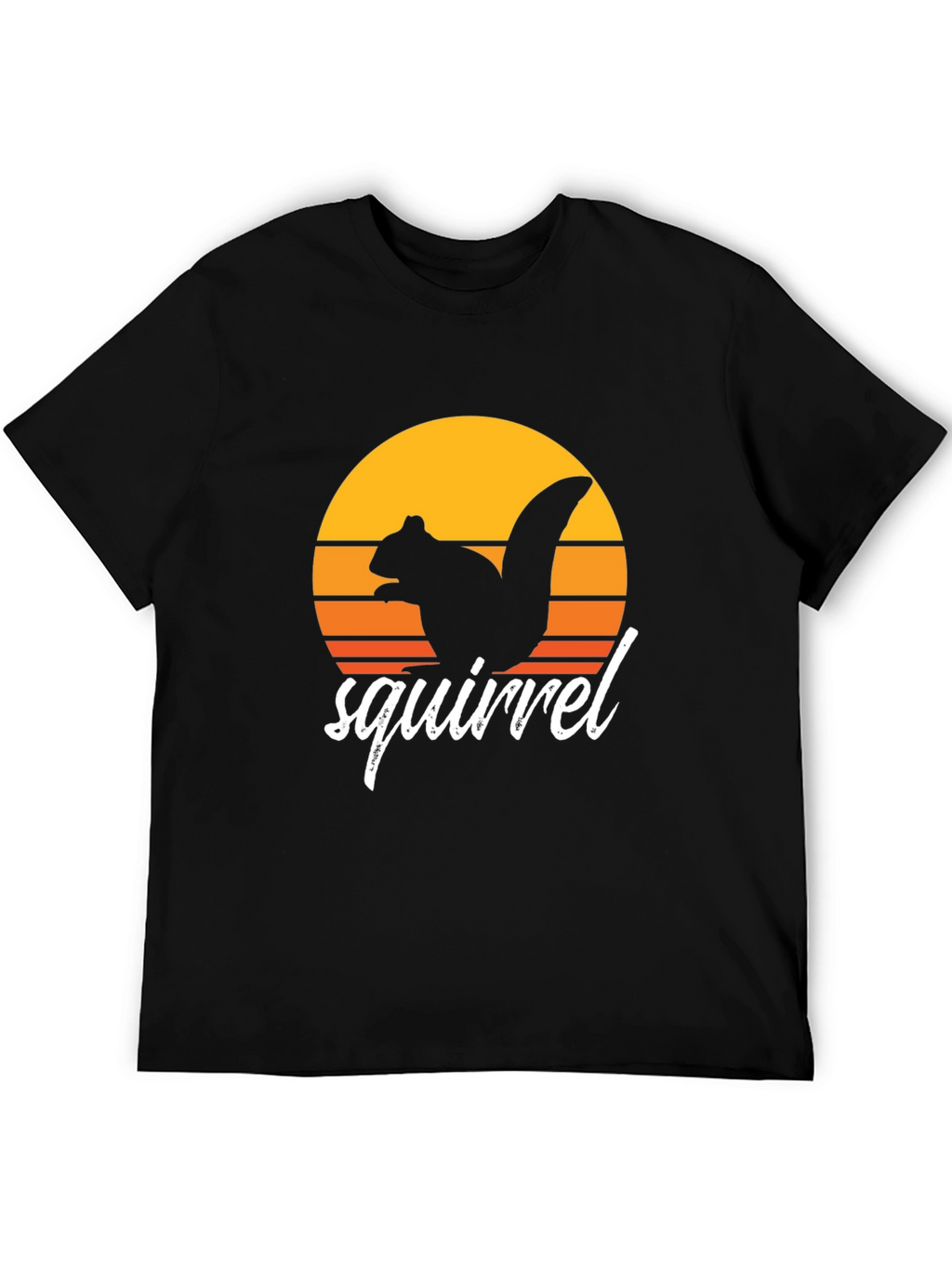 Retro Squirrel Sunset Graphic Tee - Black