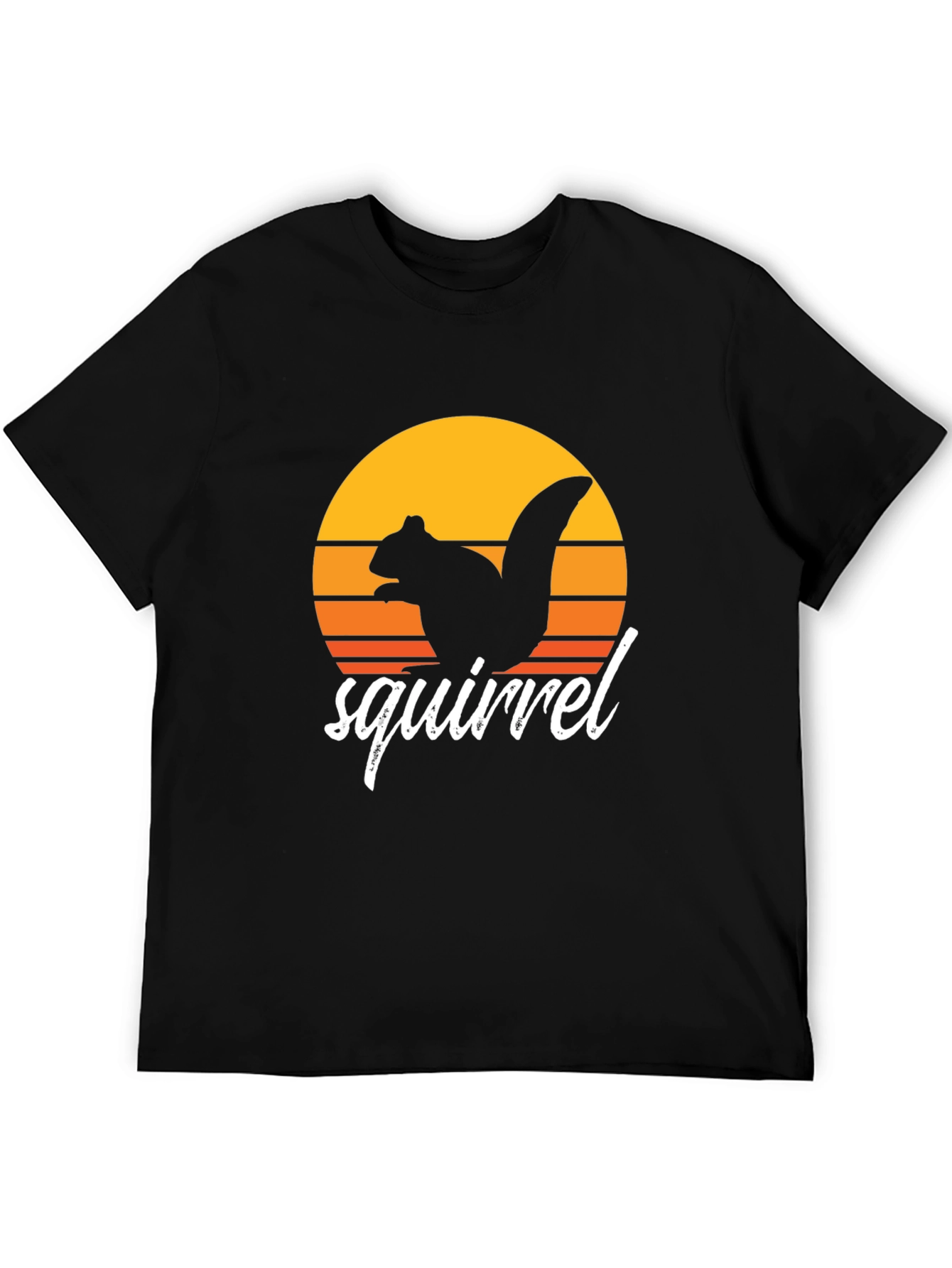 Retro Squirrel Sunset Graphic Tee - Black