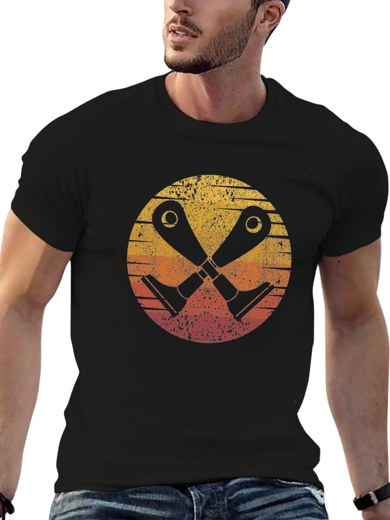 Retro Sunset Crossed Binoculars Graphic Tee