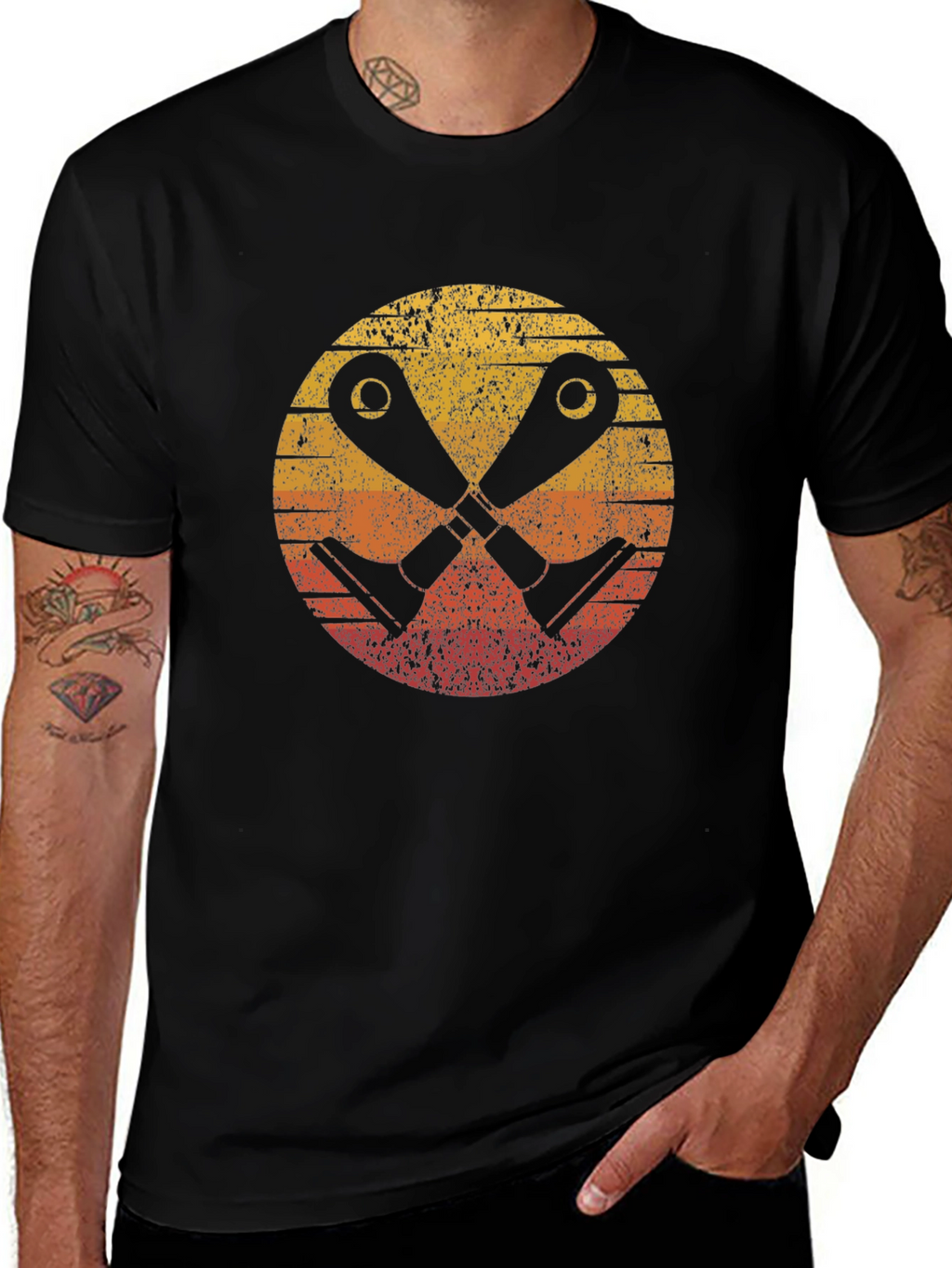 Retro Sunset Crossed Binoculars Graphic Tee