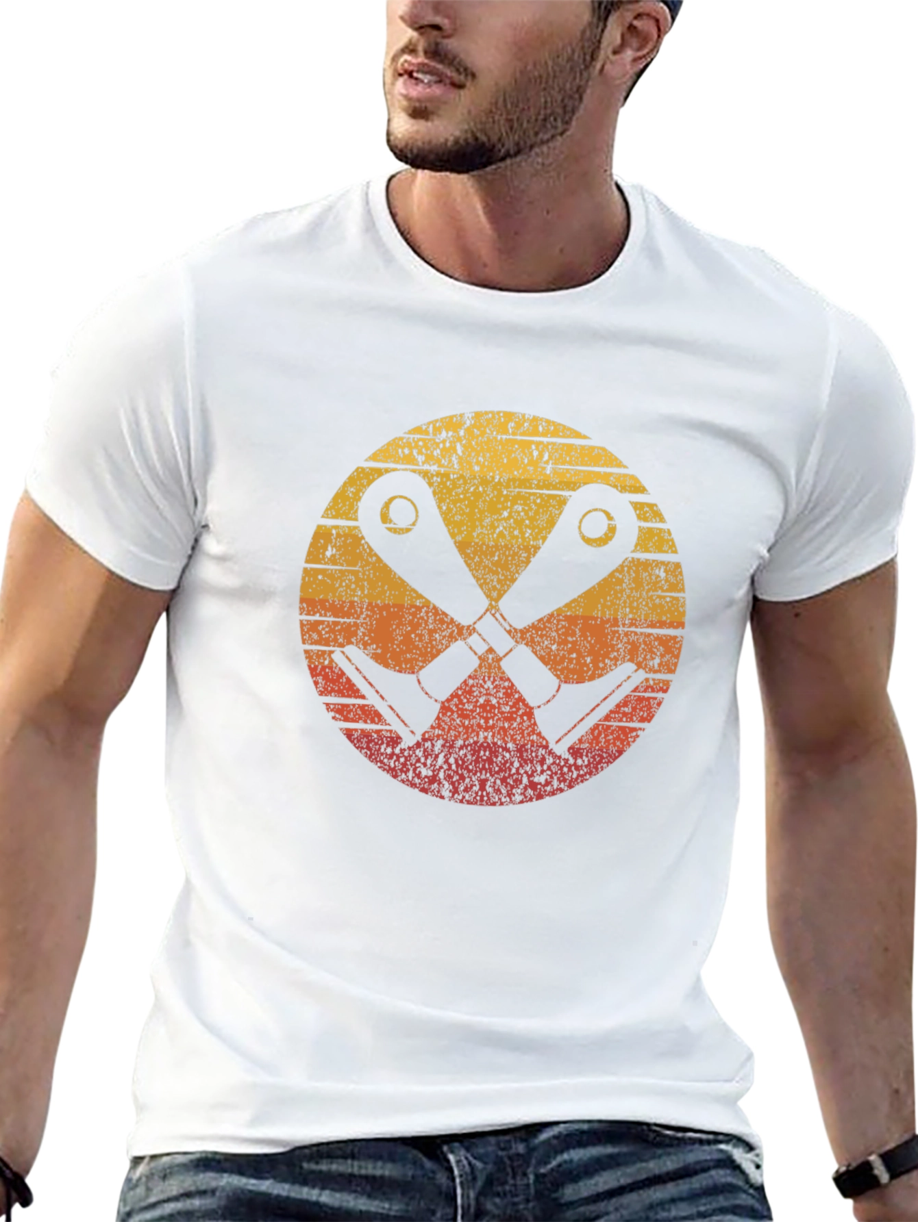 Retro Sunset Crossed Binoculars Graphic Tee