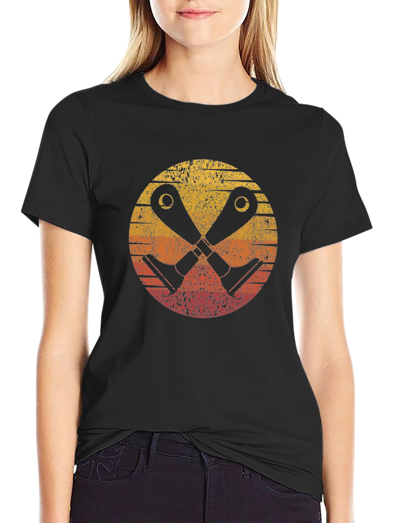 Retro Sunset Crossed Binoculars Graphic Tee