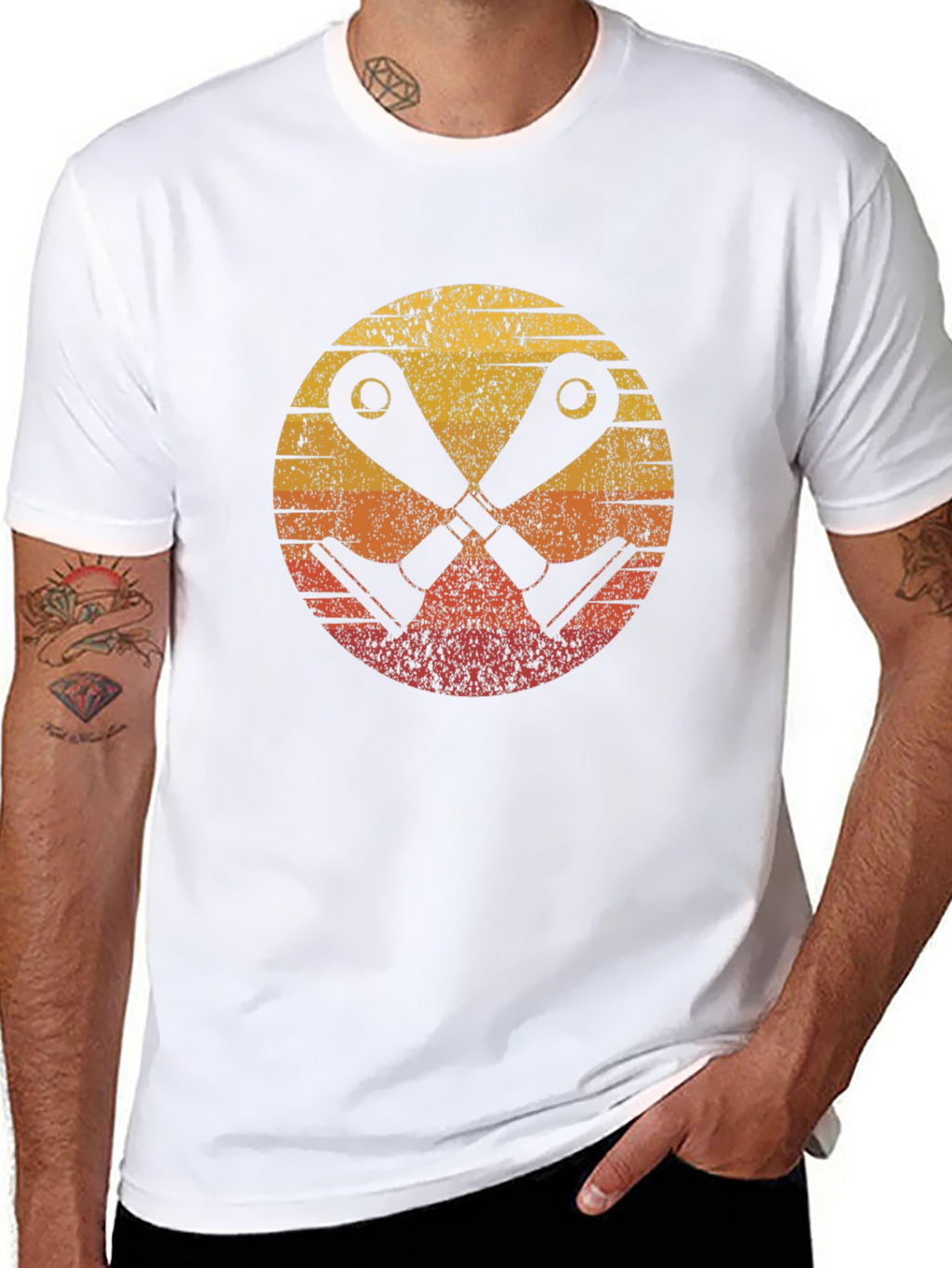 Retro Sunset Crossed Binoculars Graphic Tee