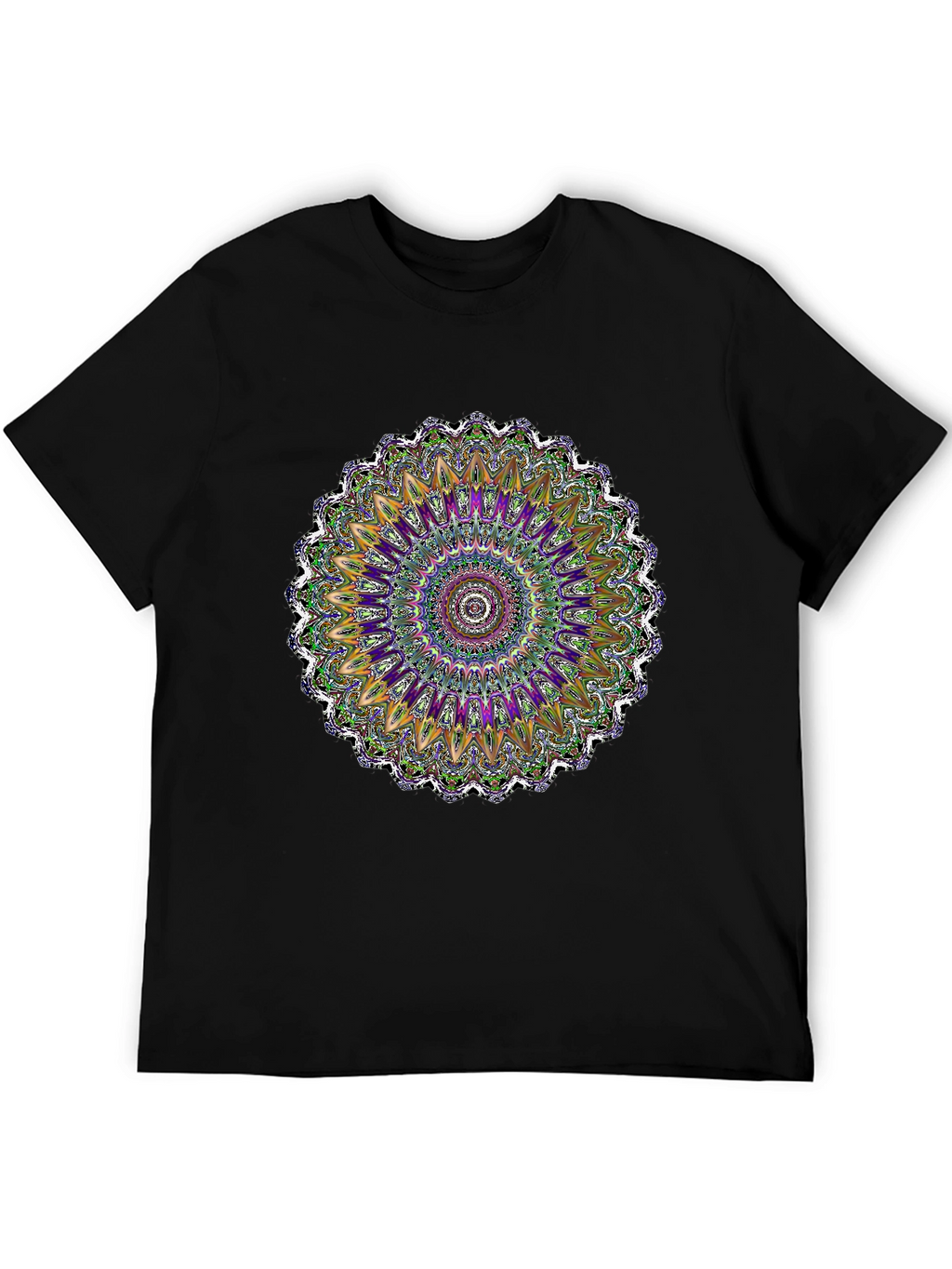 Vibrant Mandala Graphic Tee - Artistic Black T-Shirt