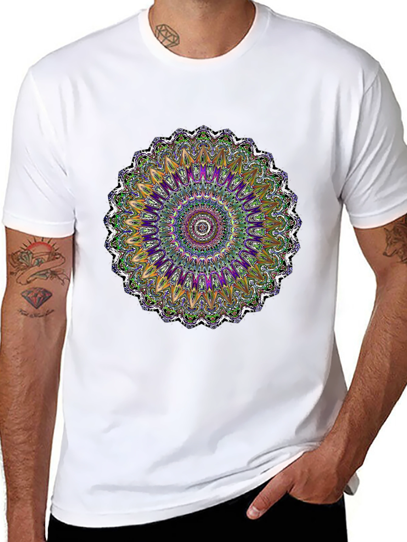 Vibrant Mandala Graphic Tee - Artistic Black T-Shirt