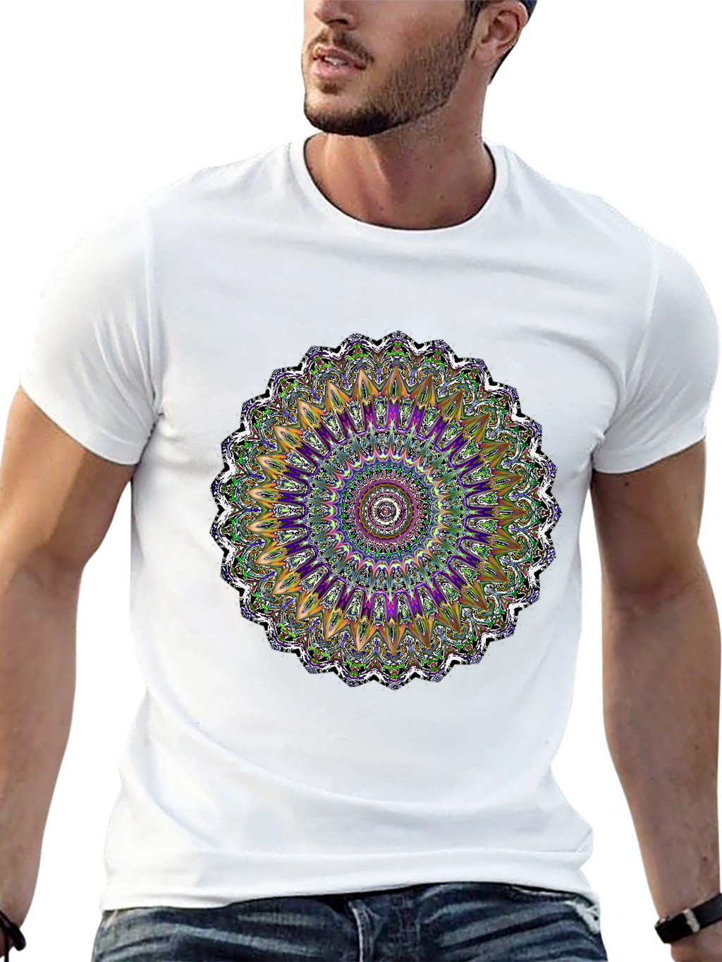 Vibrant Mandala Graphic Tee - Artistic Black T-Shirt