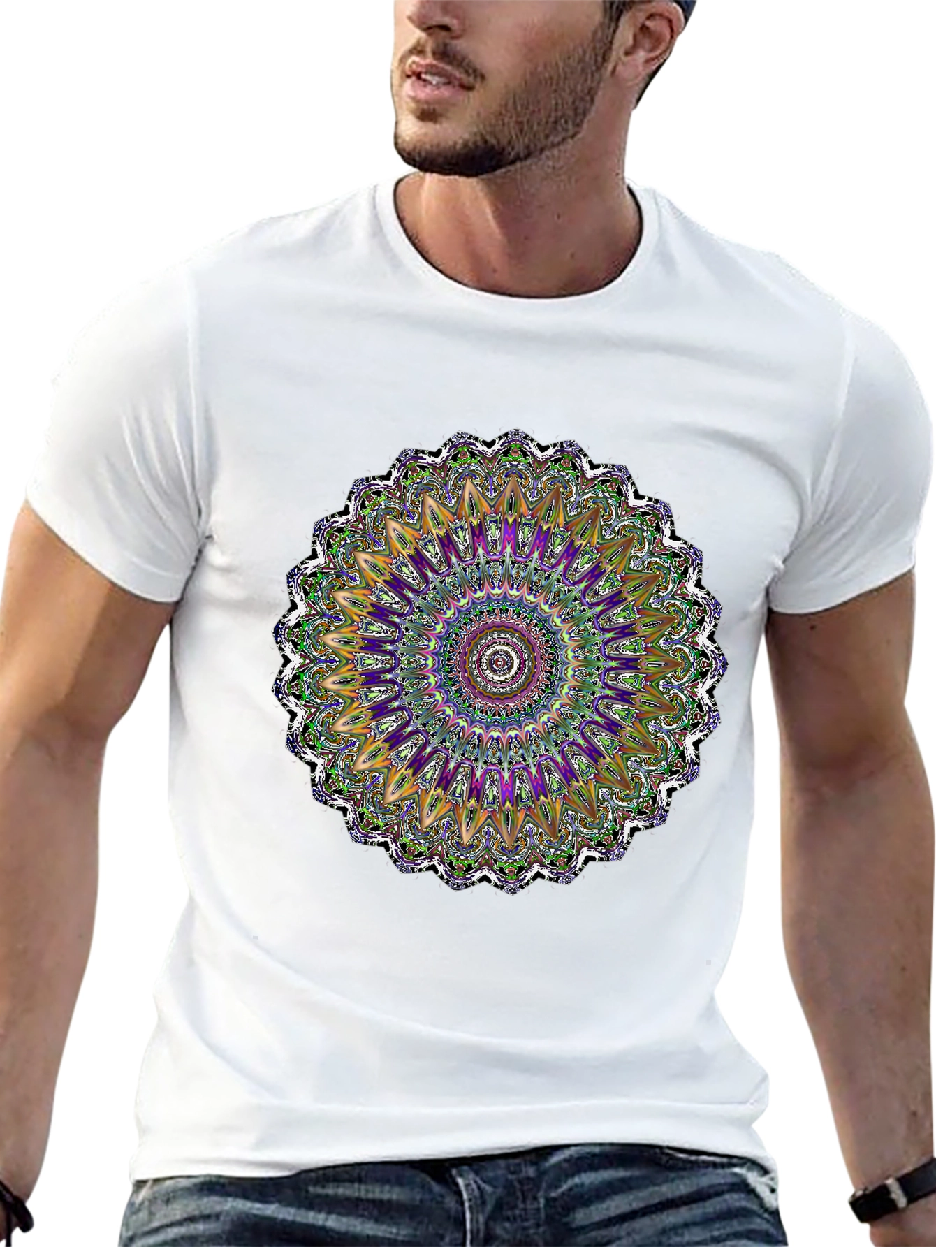 Vibrant Mandala Graphic Tee - Artistic Black T-Shirt