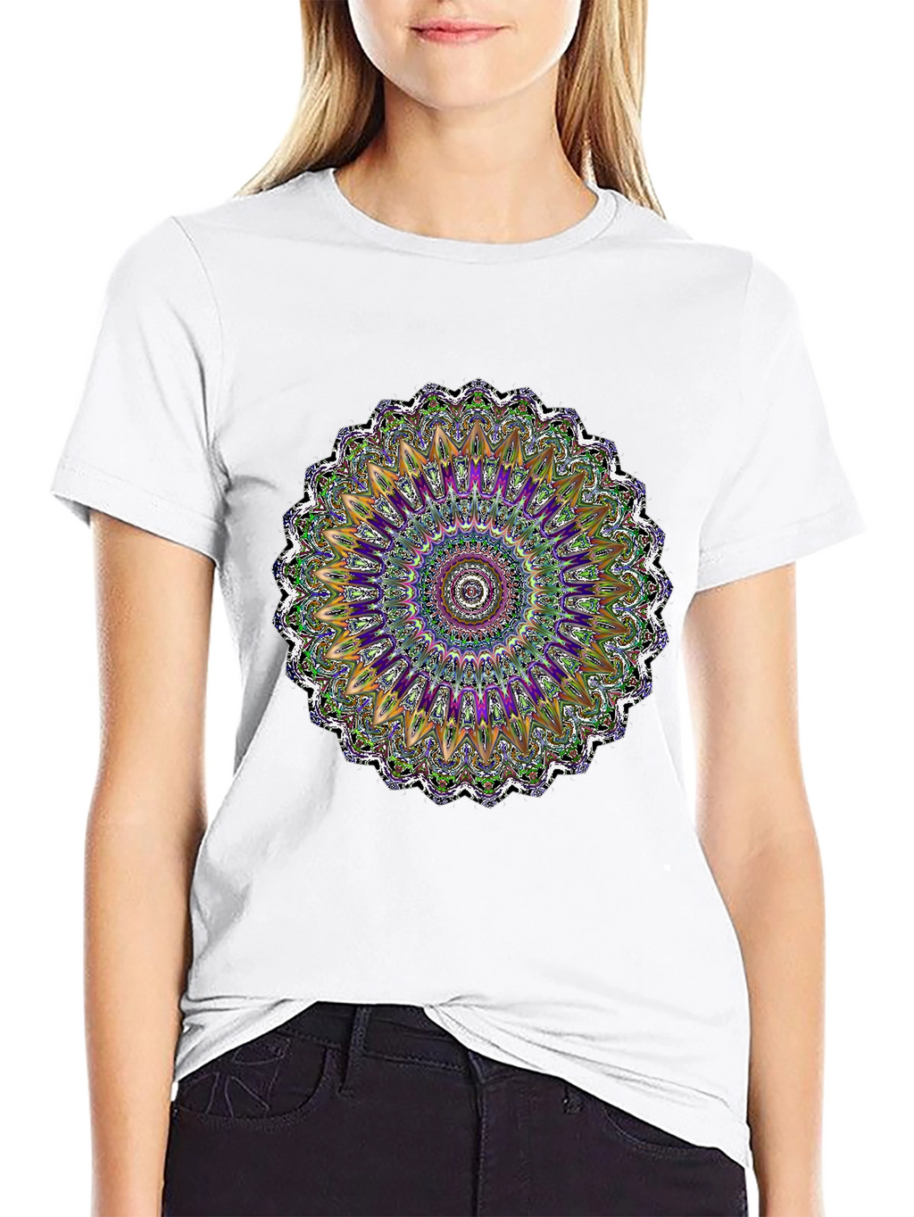 Vibrant Mandala Graphic Tee - Artistic Black T-Shirt