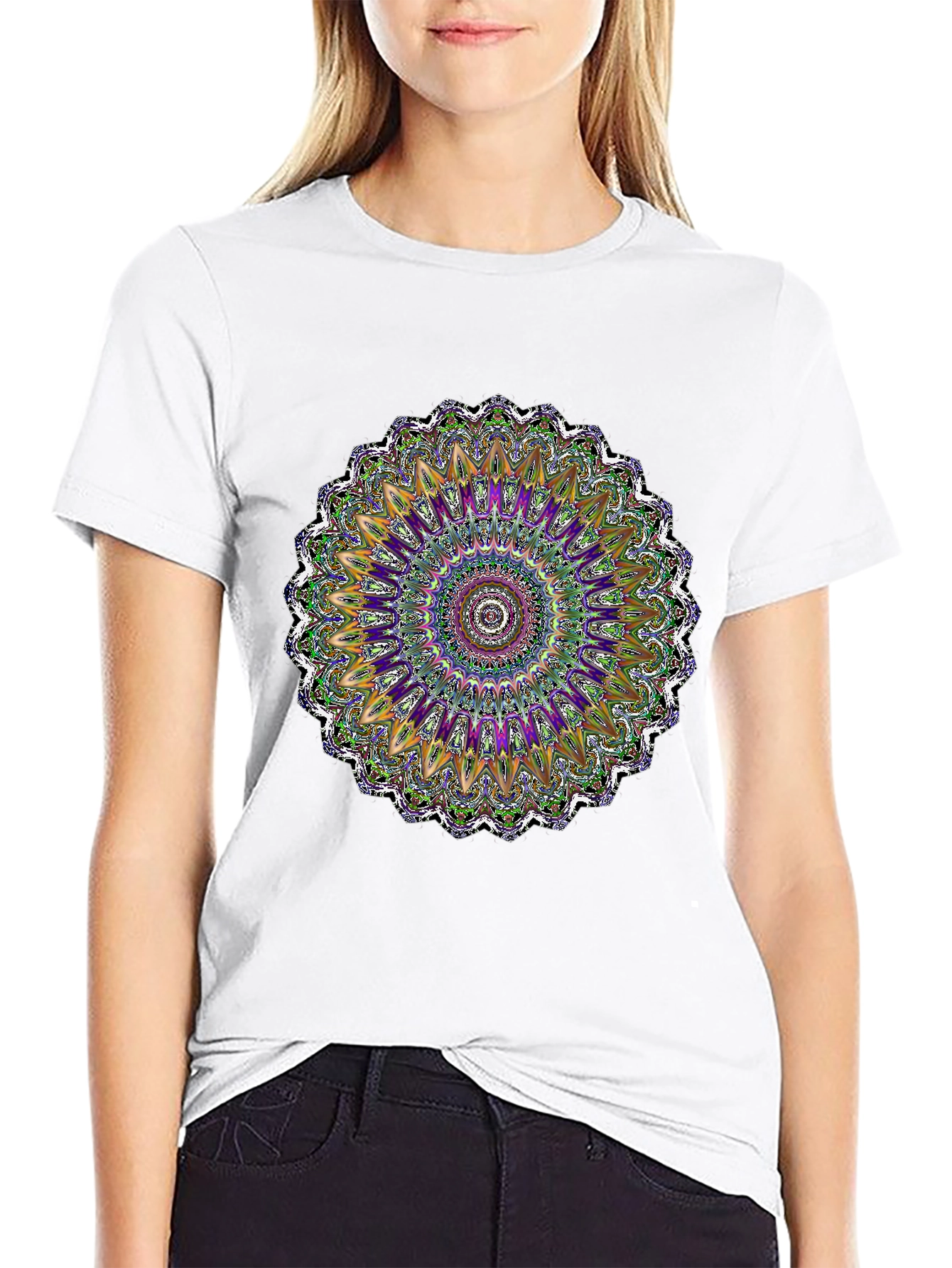 Vibrant Mandala Graphic Tee - Artistic Black T-Shirt