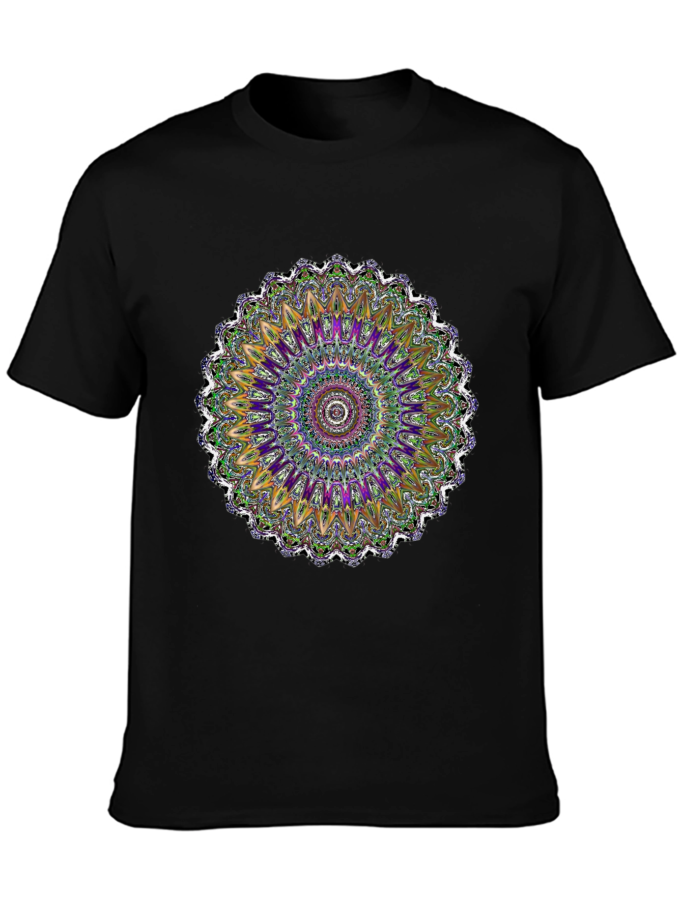 Vibrant Mandala Graphic Tee - Artistic Black T-Shirt