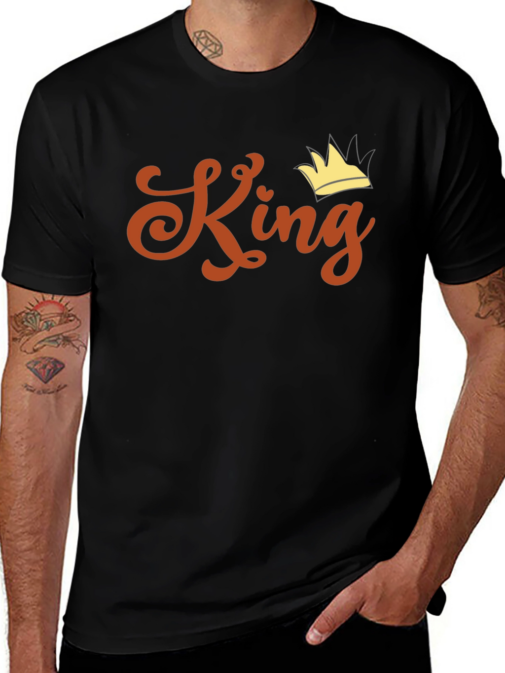 King Crown Graphic Print Black T-Shirt