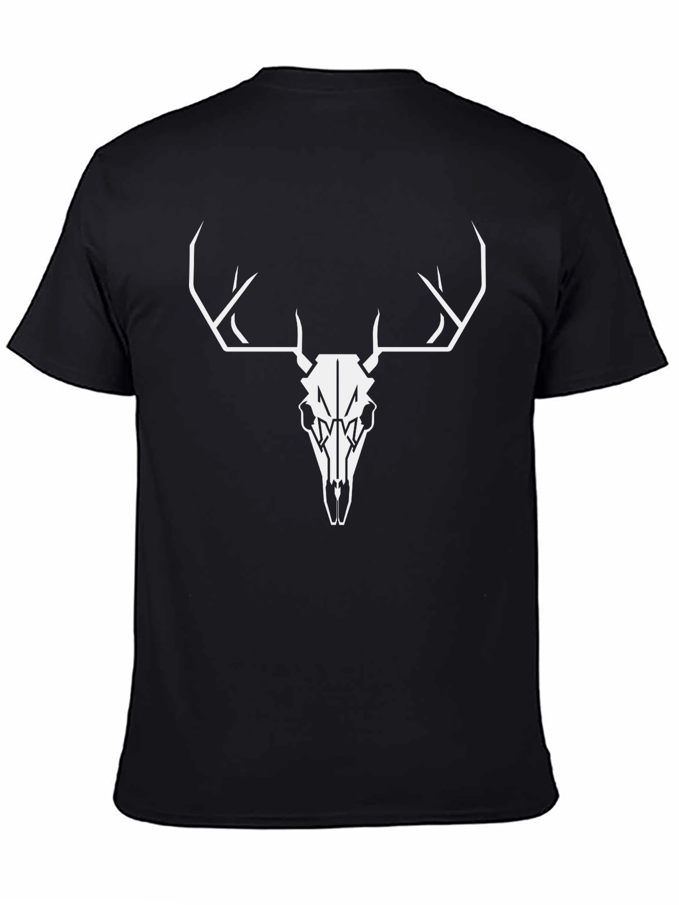 Buck Skull Graphic Tee - Black Cotton T-Shirt
