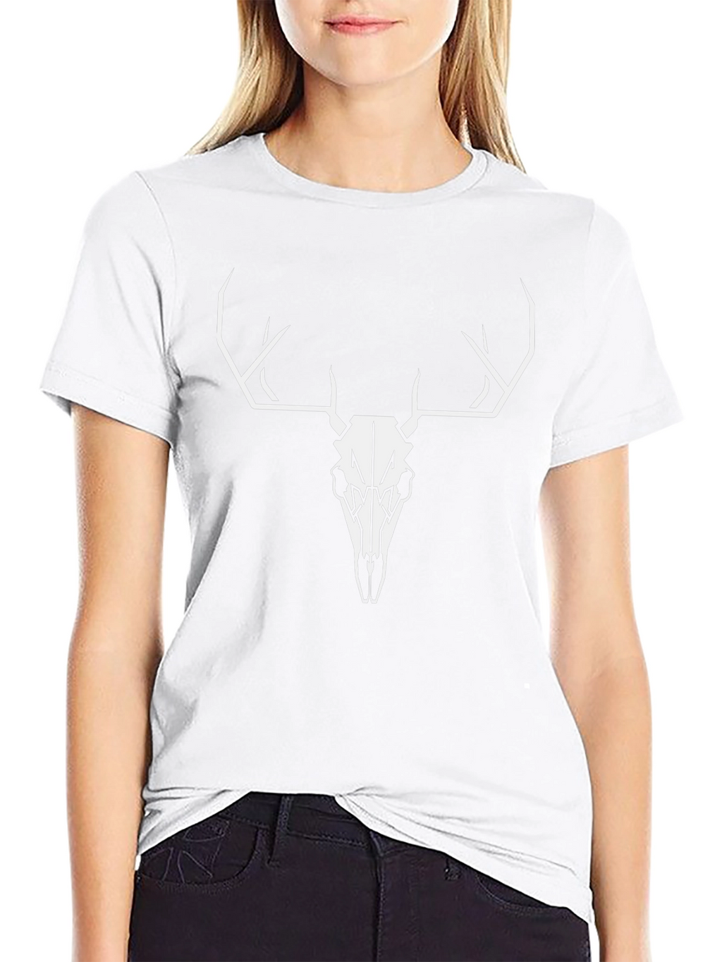 Buck Skull Graphic Tee - Black Cotton T-Shirt