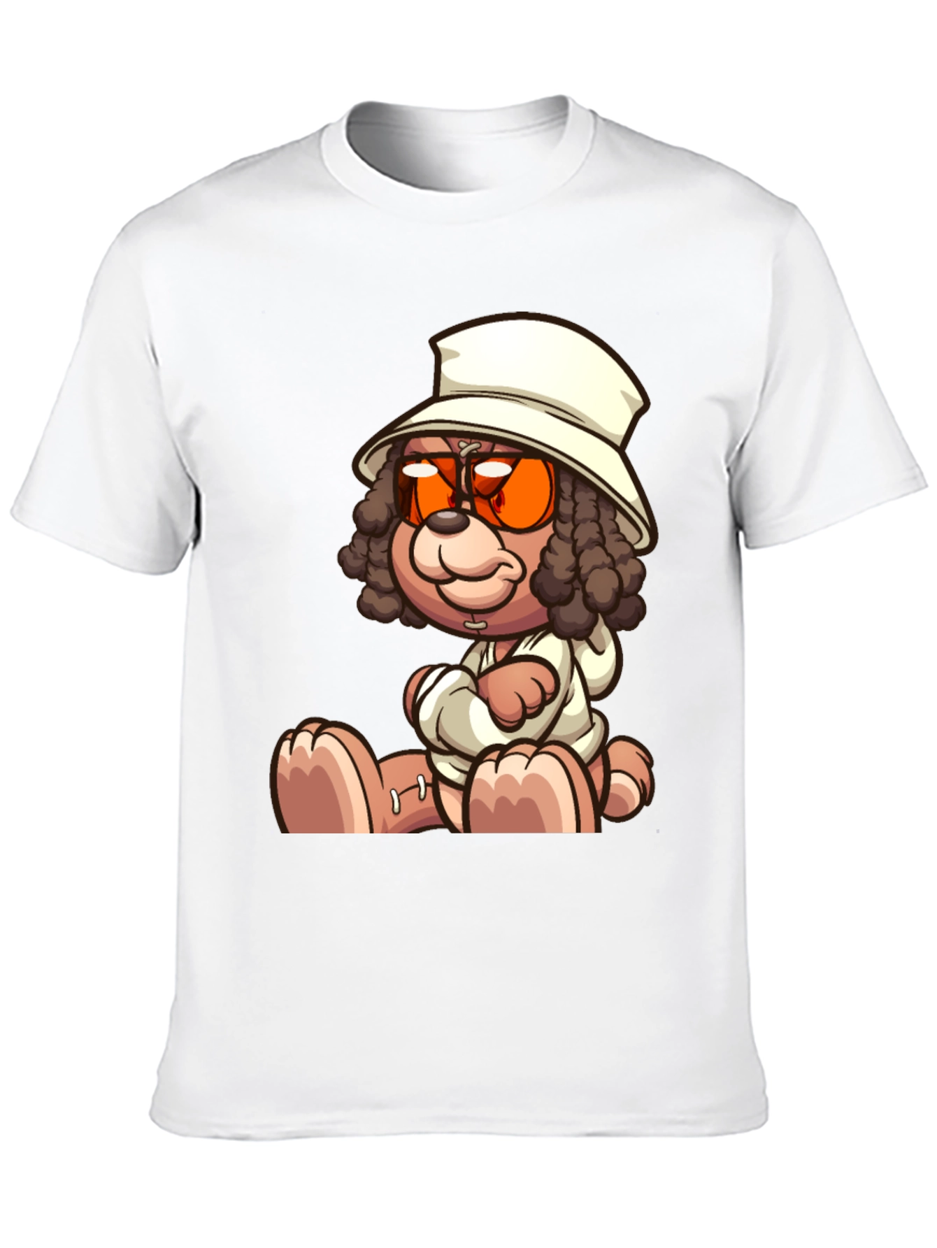 Cartoon Teddy Bear Graphic Black T-Shirt