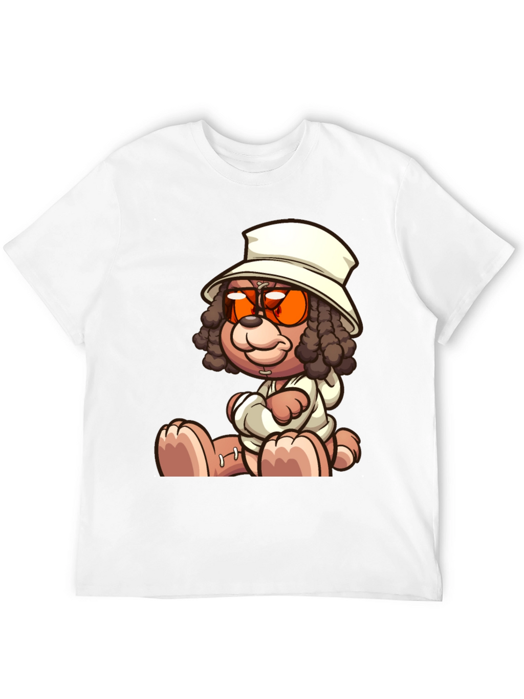 Cartoon Teddy Bear Graphic Black T-Shirt