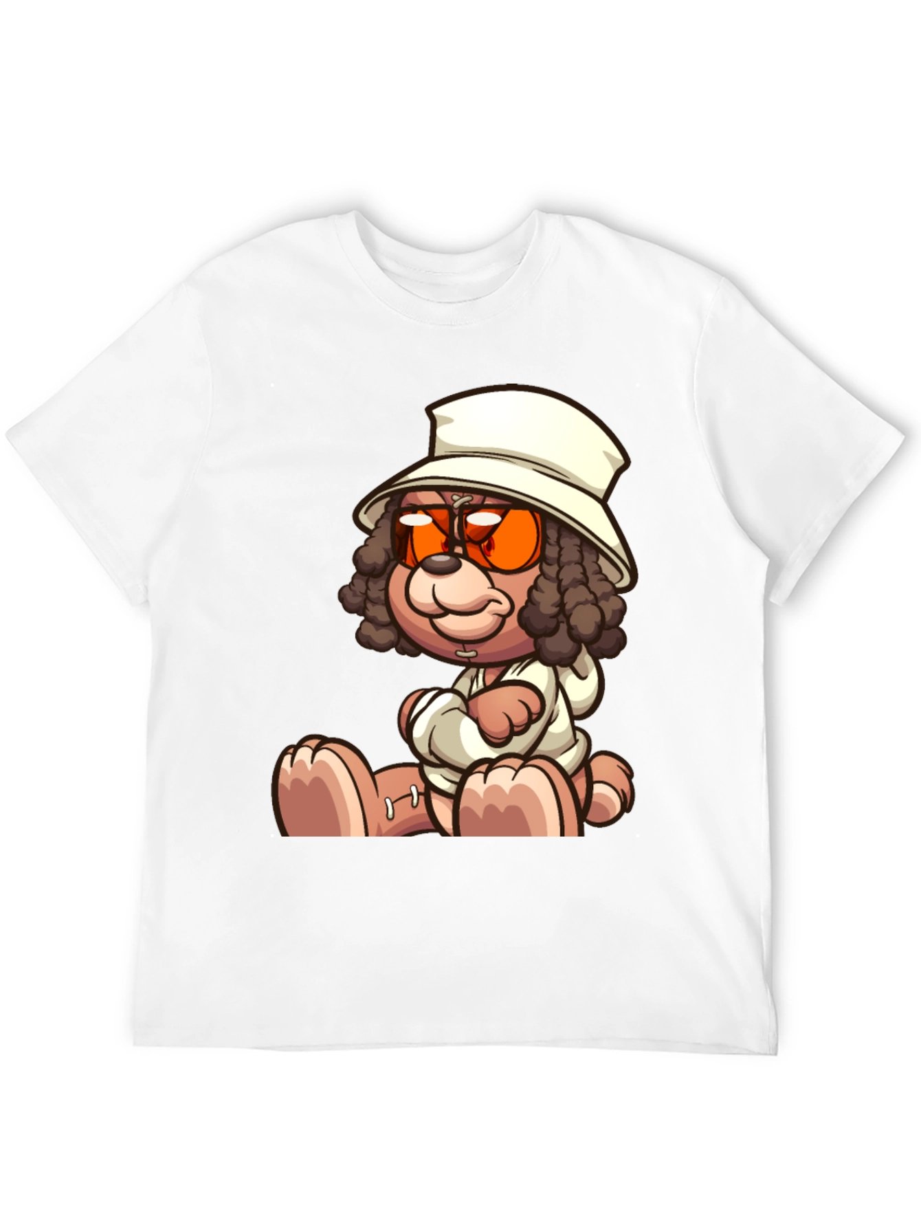 Cartoon Teddy Bear Graphic Black T-Shirt